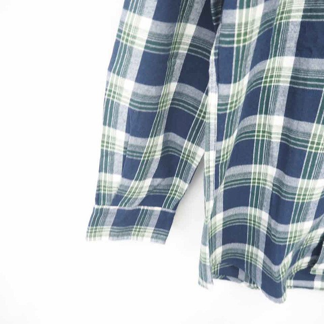 GU Men's Shirt S Navy Green Cotton Wool Blend Long Sleeve Excellent Condition gallery