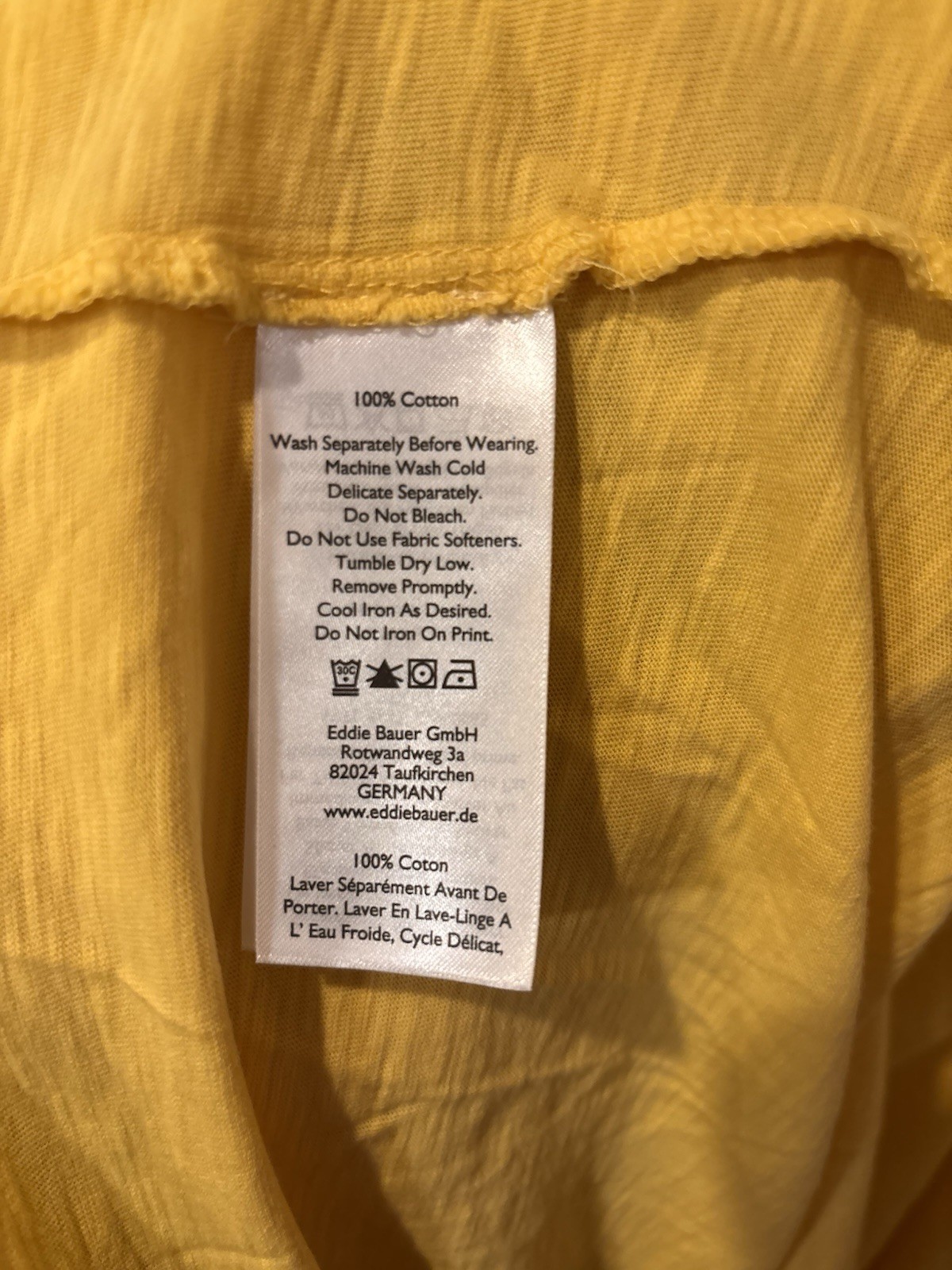 Eddie Bauer Mens Small Yellow Pocket T Shirt 100% Cotton Crew Neck NWT gallery