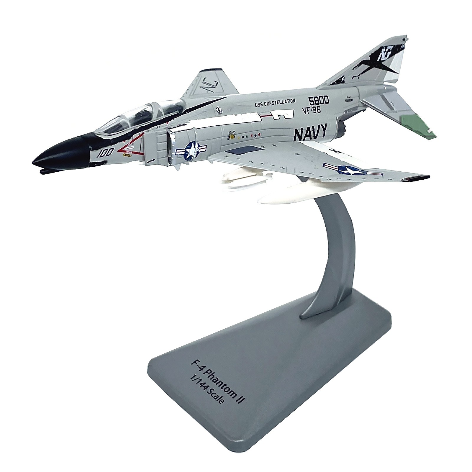 Durable 14cm Alloy US Navy F-4 Phantom II Fighter Model 1/144 Scale With Stand