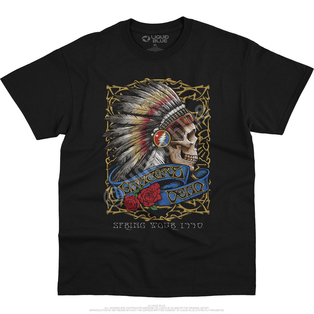 Grateful Dead Spring Tour '90 Black T-Shirt Liquid Blue gallery