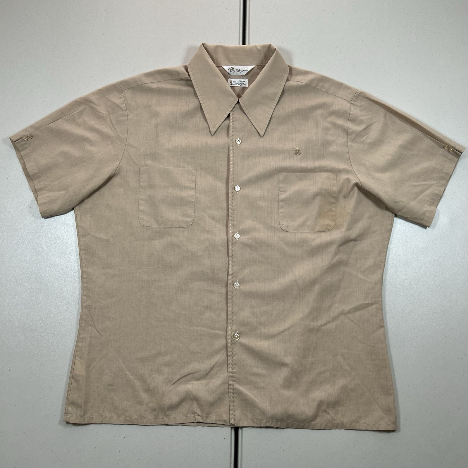 Vintage 70s Mr. California Loop Collar Button Up Shirt Men's Size XL Polycotton gallery