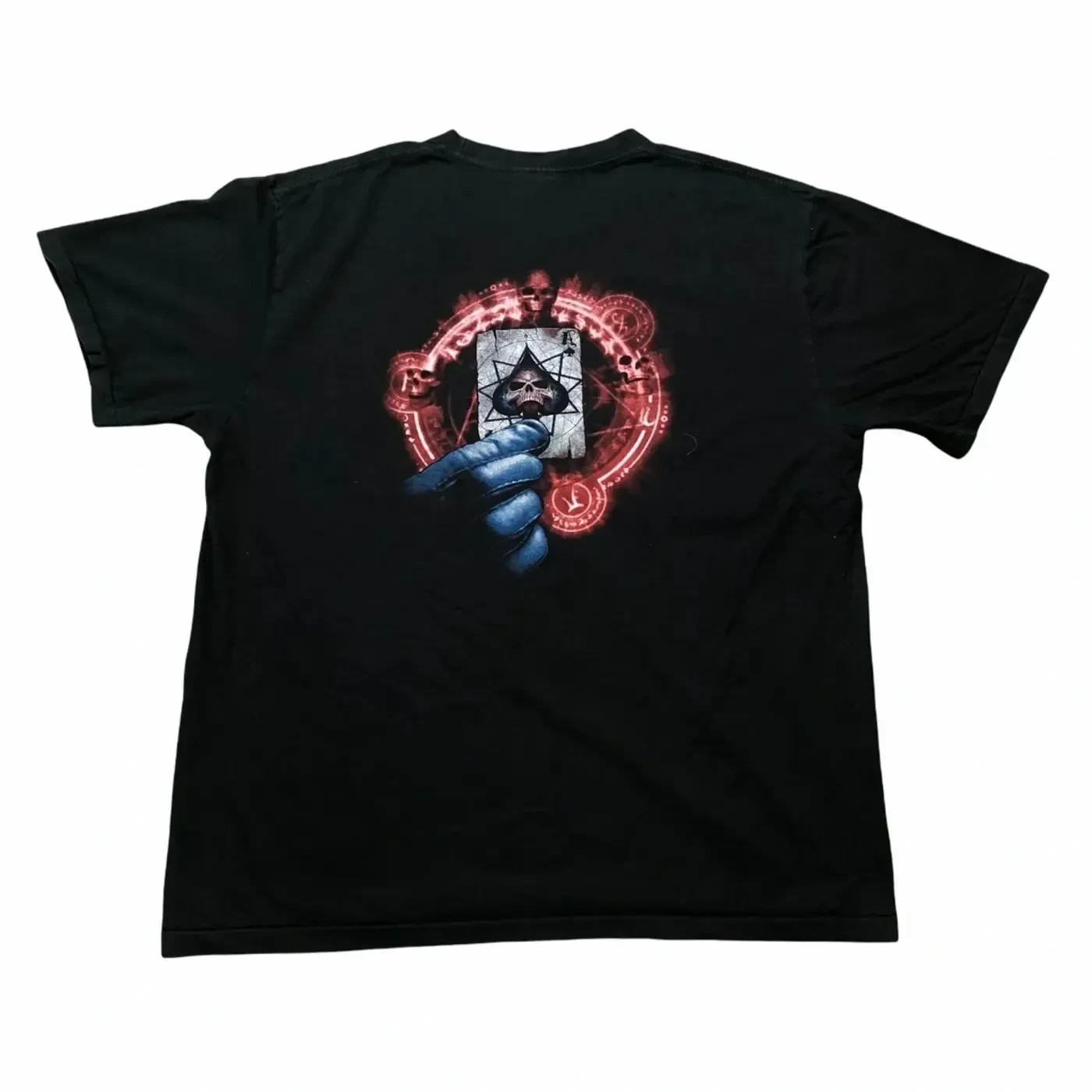 Vintage Skull Playing Card T Shirt Mens 2XL Black The Roxx Double Sided Y2K Tee gallery