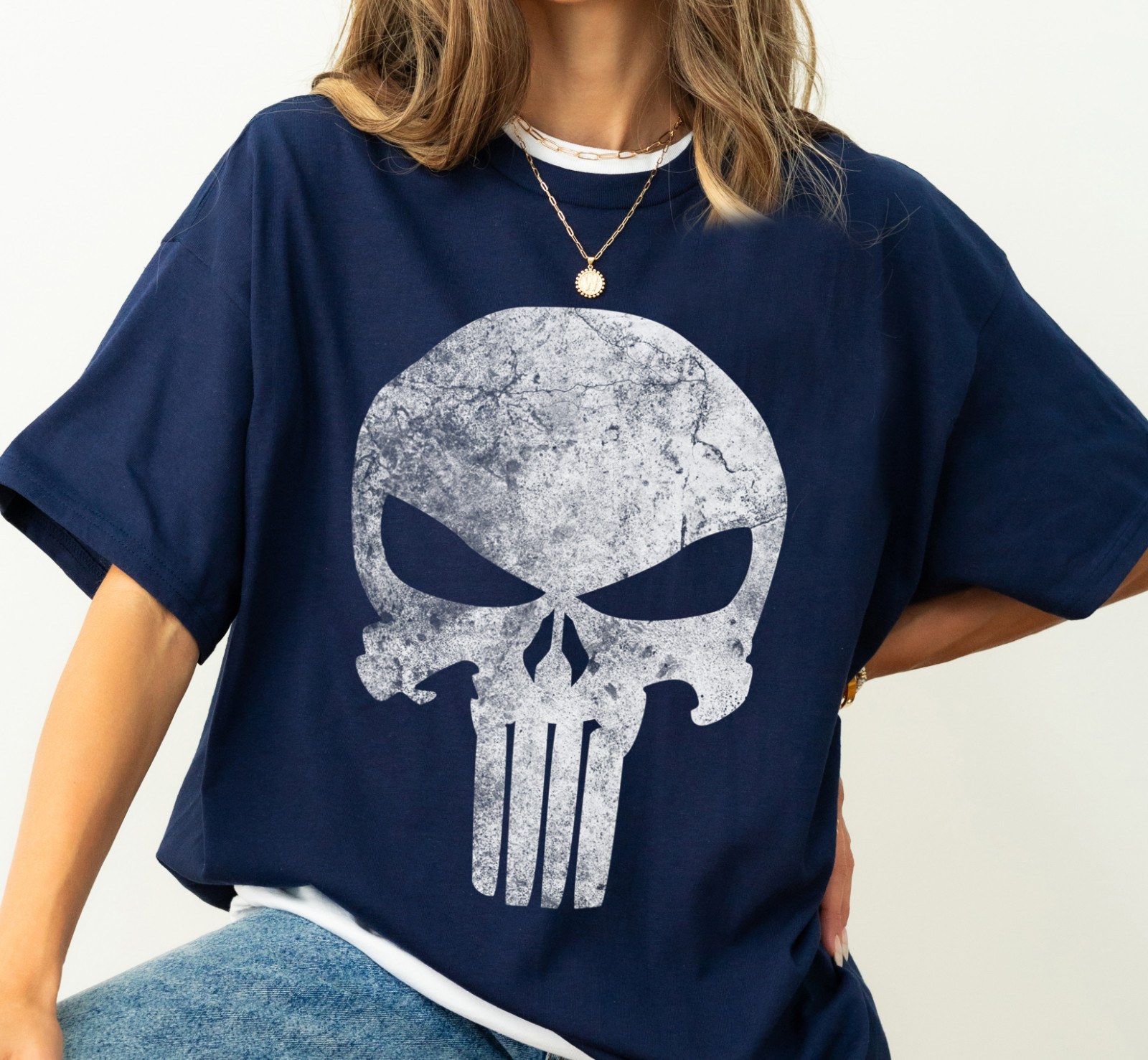 Marvel Punisher Skull Symbol Distressed Unisex Tshirt Adult Shirt T-shirt 111031 gallery