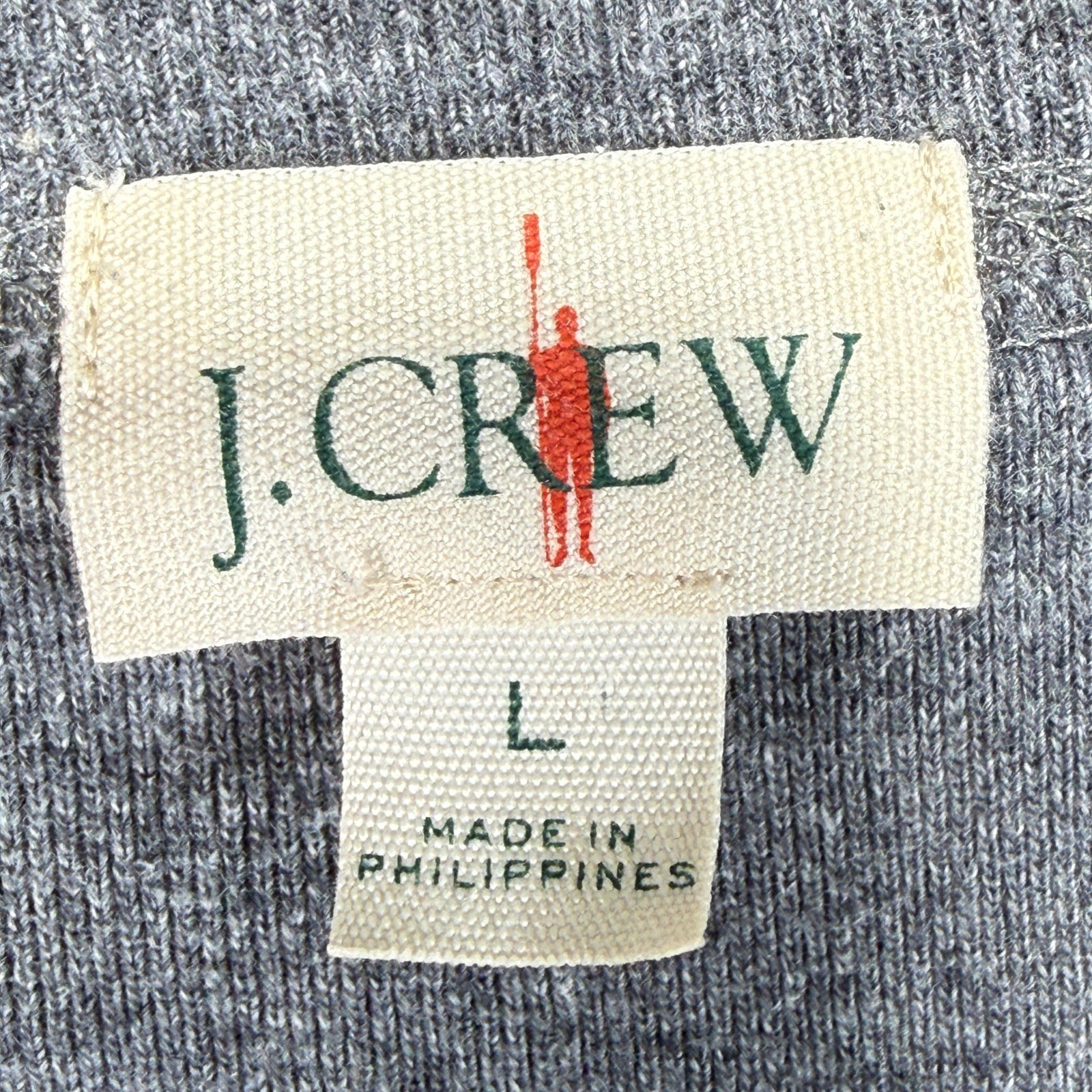 J.Crew Henley Oarsman Thermal Shirt Mens Large Gray Cotton Ribbed Cuffs Casual gallery