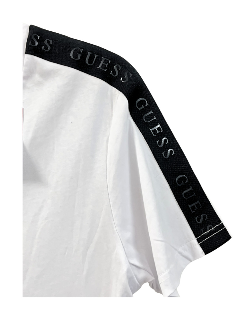 NWT GUESS Los Angeles Men’s White Logo Tape T Shirt Crew Neck Size S gallery