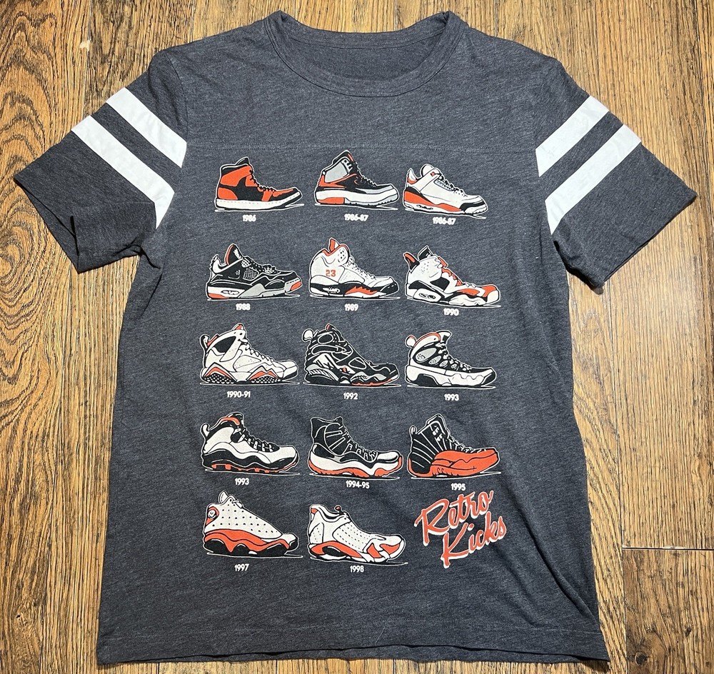 Nike Jordan Retro Kicks 86-98 Double Sided Graphic T-Shirt Adult M Sneakers Shoe