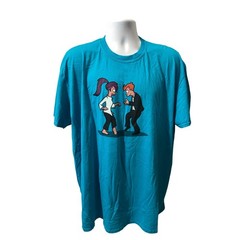 TEEFURY FUTURAMA PULP FICTION SHIRT — Fry & Leela Dance Blue Graphic Tee 3XL