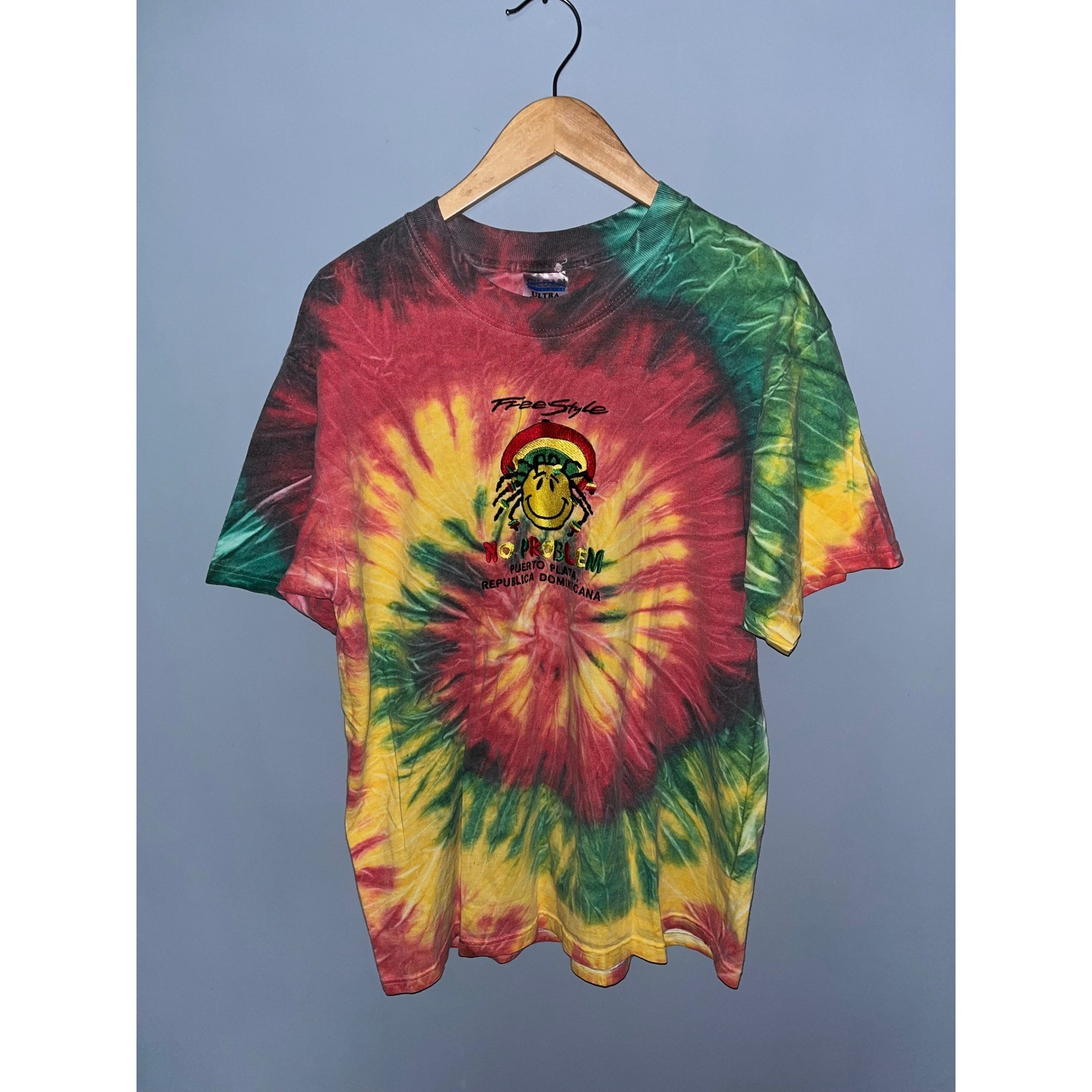 Vintage Gildan Rasta Tie Dye Shirt No Problem Puerto Plata Dominican Republic L gallery