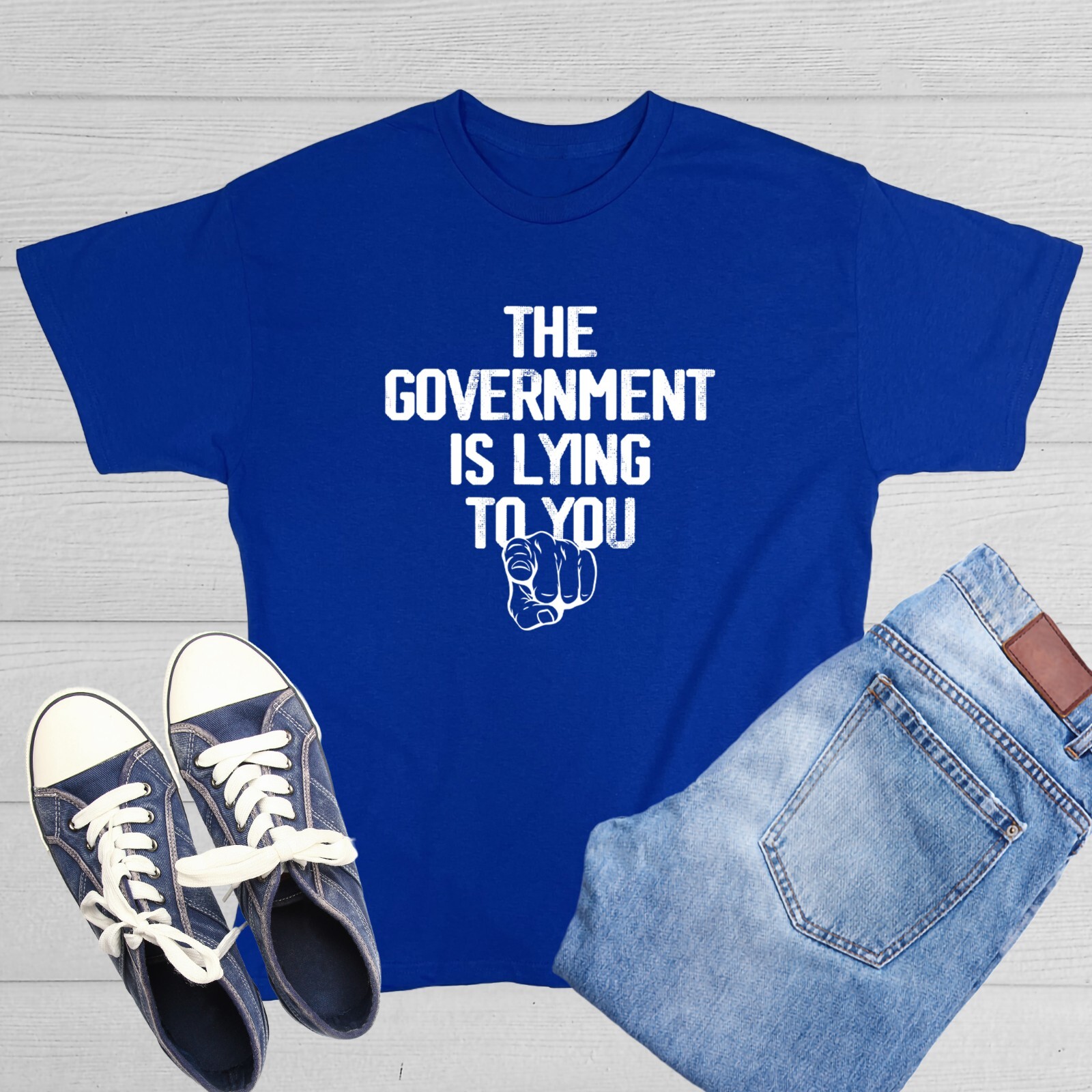 The Government Is Lying Sarcastic Humor Graphic Tee Men Novelty Funny T Shirt gallery