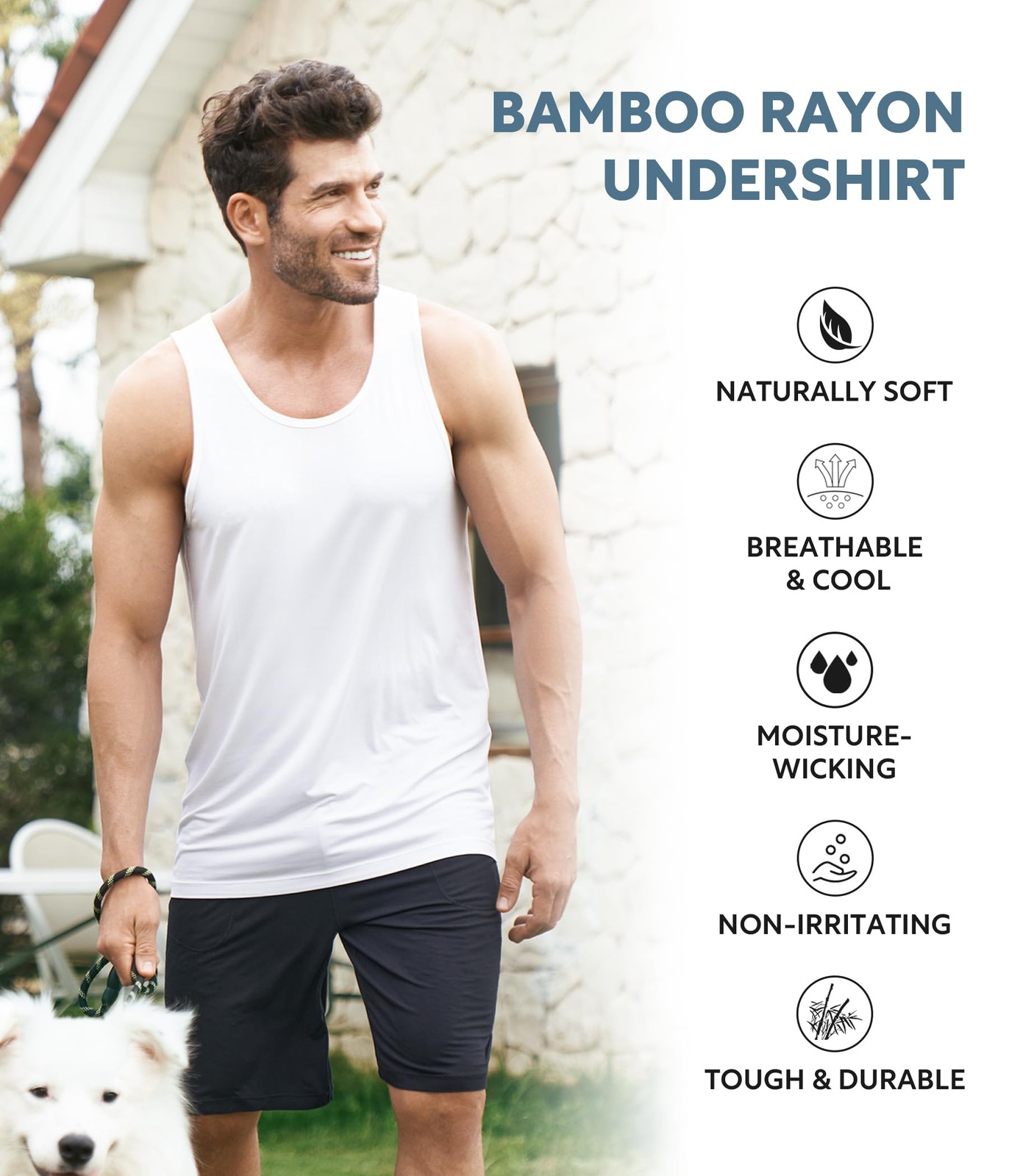 DAVID ARCHY Mens Tank Top Bamboo Rayon Undershirts Tank Shirt Moisture-Wickin... gallery