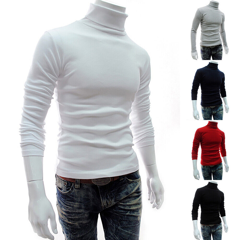 Men's Thermal Long Sleeve Compression Shirts Turtleneck Winter Base Layer Top US gallery