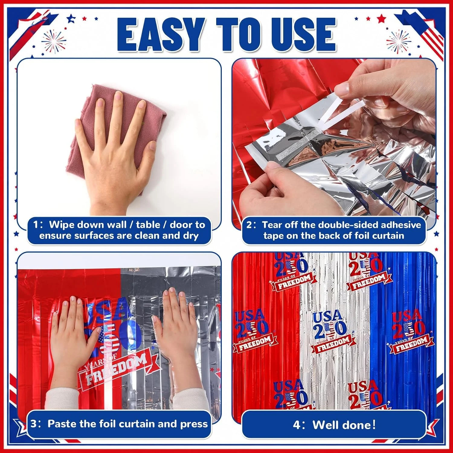 4Th of July Decorations - 2 Pack Red White and Blue Streamer for 250Th Anniversa gallery