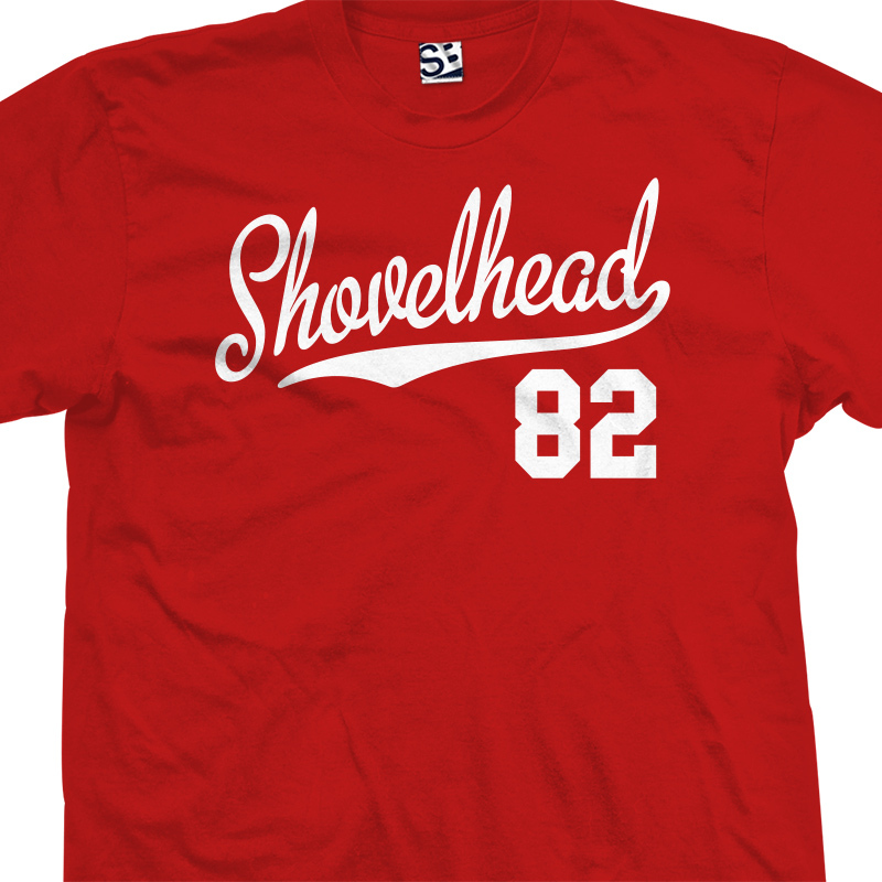 Shovelhead 82 Script Tail Shirt | 1982 Motorcycle Bobber Chopper Mens Tee