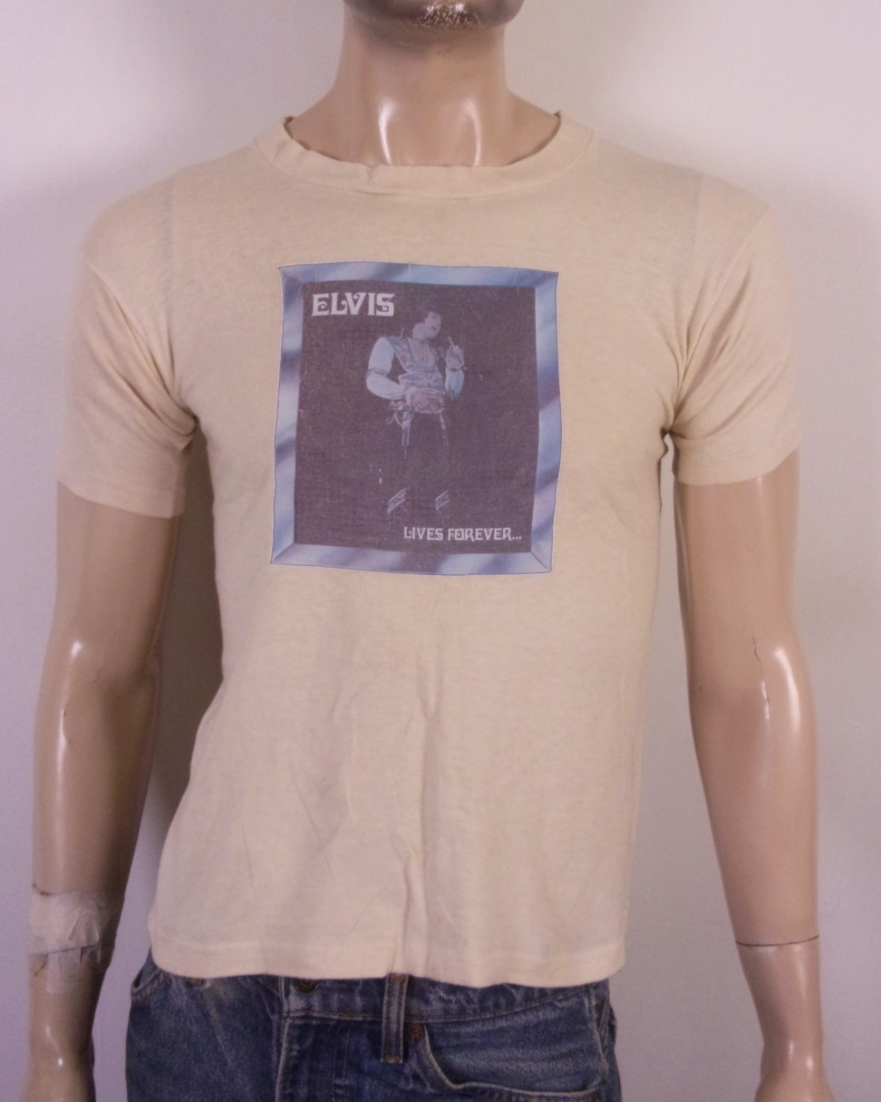vintage 70s Elvis Presley Lives Forever T-Shirt iron on 1977 single stitch SZ S gallery