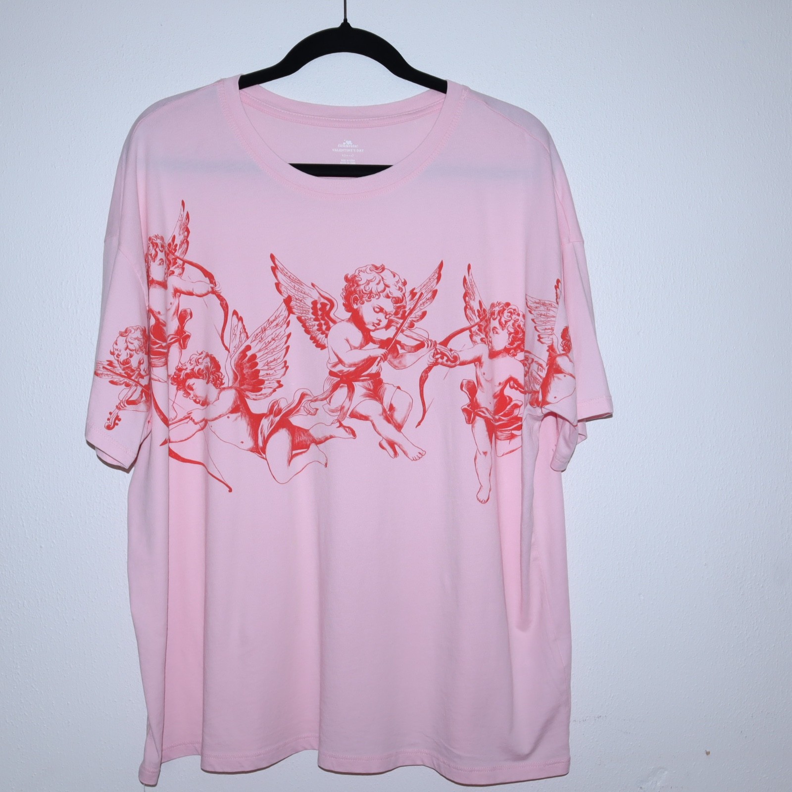 Baby Angels 100% Cotton Woman's T Shirt Pink/Red Oversized Be My Valentine gallery