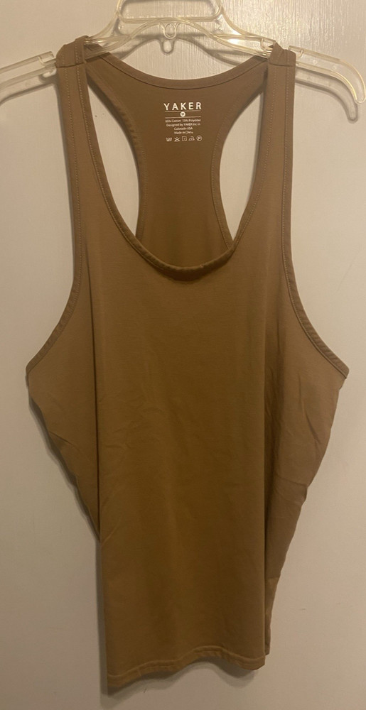 Yaker Bodybuilding Racerback Tank top Brown cotton poly blend size Medium NWOT