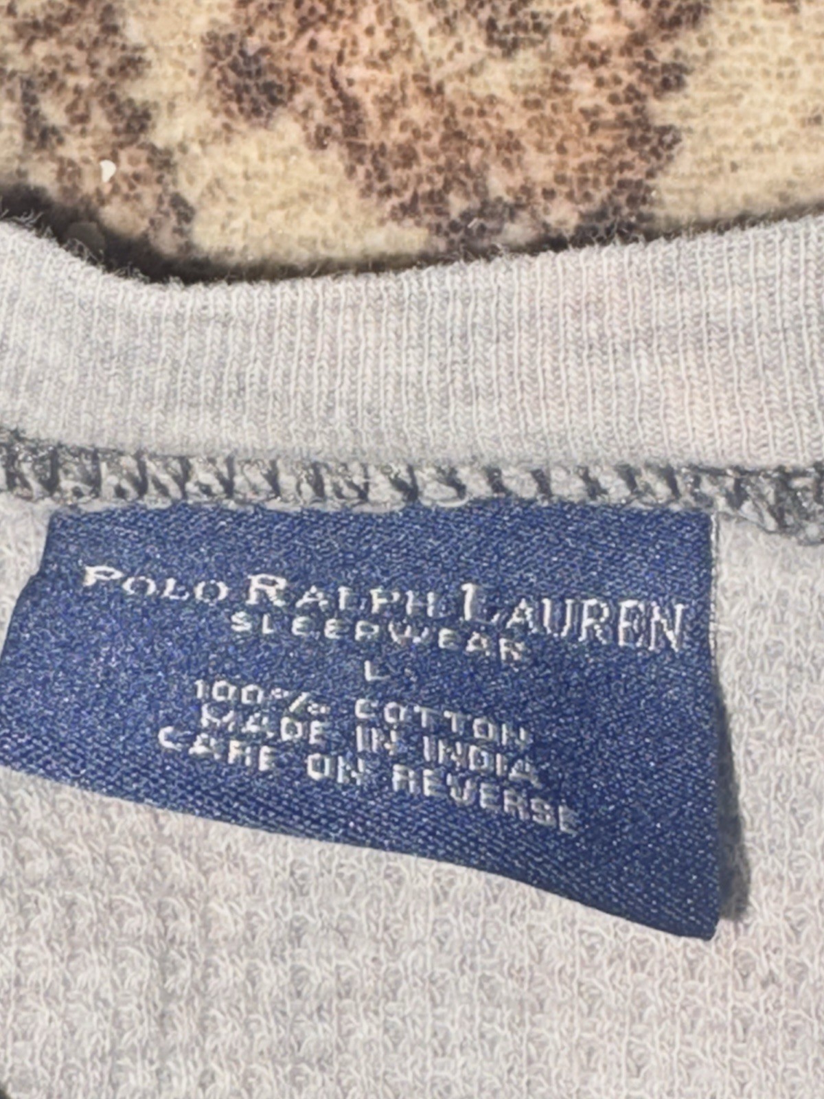 Polo Ralph Lauren Thermal Shirt Men’s L Gray Waffle Knit Long Sleeve Crew neck gallery