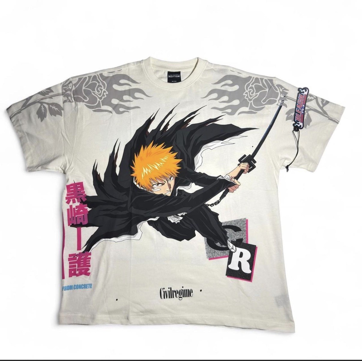 Civil Regime Bleach Ichigo Kurosaki Roses From Concrete Oversized Tee - Size M gallery