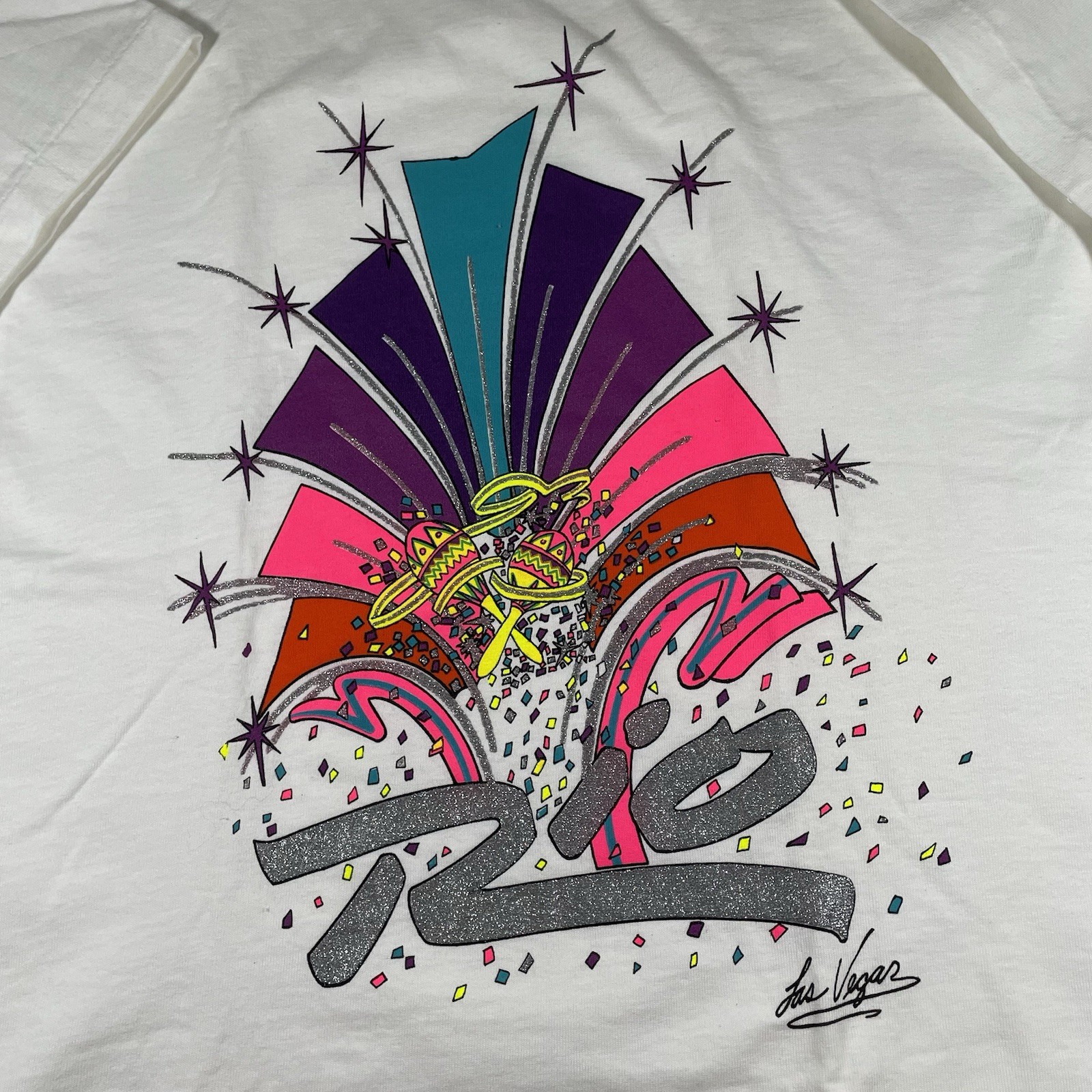 Vtg 90s Rio Las Vegas T Shirt L Graphic Hotel Casino Single Stitch Mens White gallery