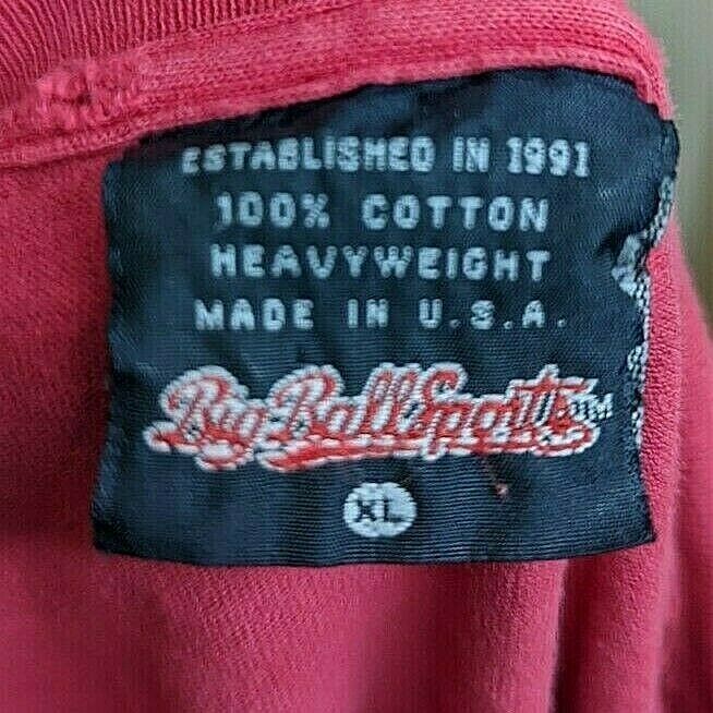 Big Ball Sports Baseball Vintage 90s Tshirt Red Size XL Made In USA gallery