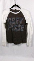 Obey Giant Obey Posse Raglan Baseball Tee Black White Size S Made in USA