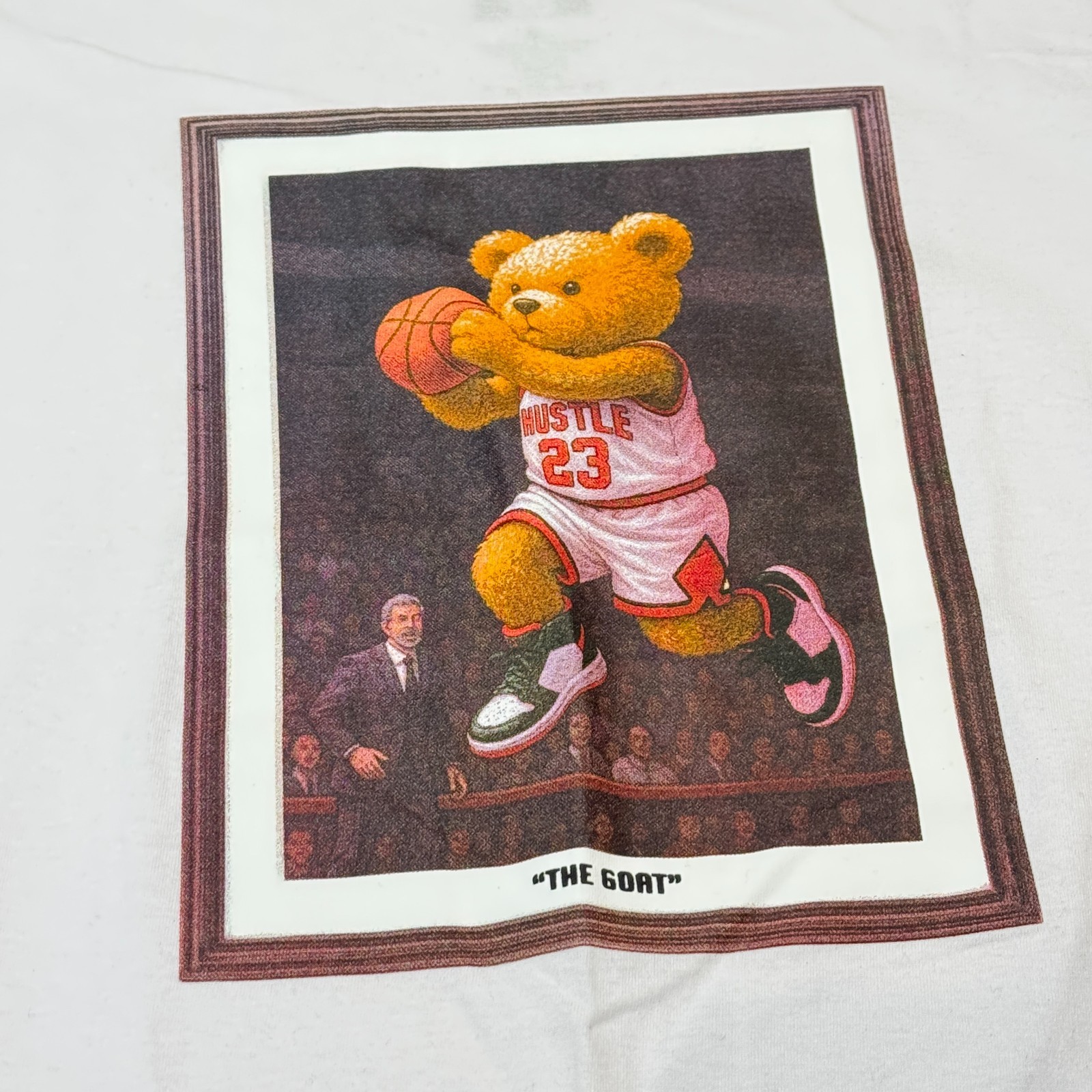 Jordan 23 & Phil Jackson Teddy Bear O.G. Hustle Legend T-Shirt Sz L White BNWOT gallery
