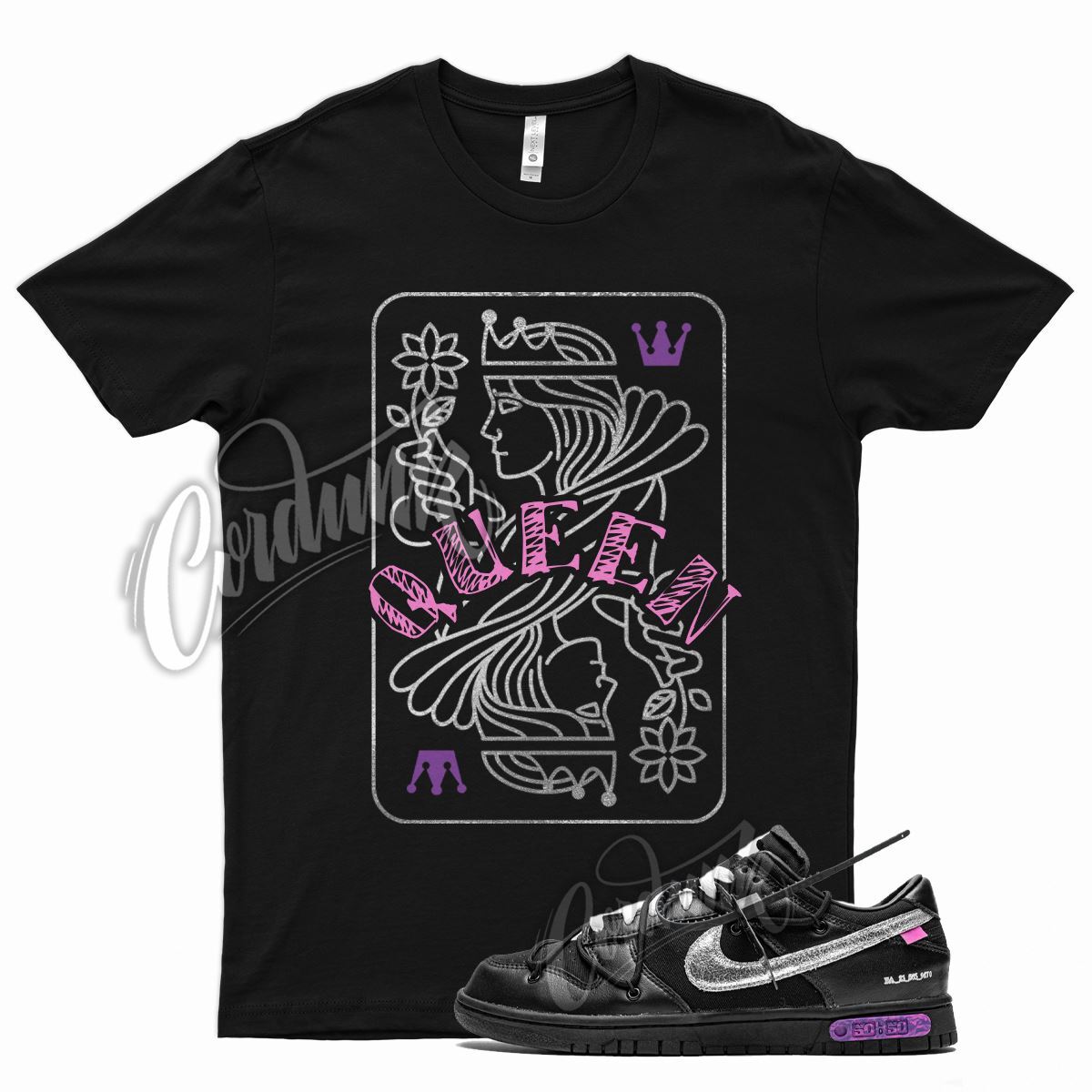 Blk QUEEN Shirt for N Dunk Low White Lot 50 Metallic Silver Pink Purple gallery