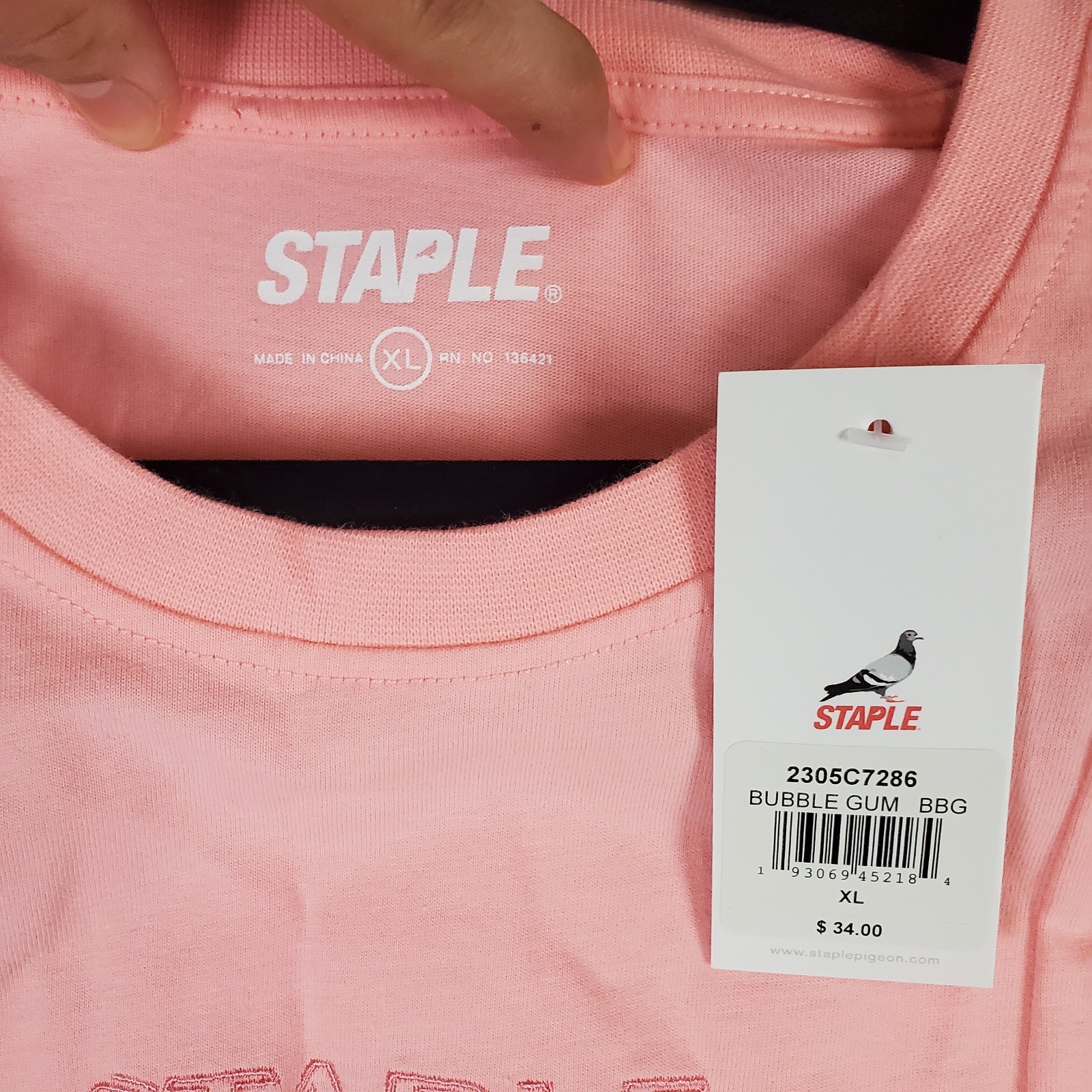 Staple Pigeon T Shirt Mens XL Bubblegum Pink Cotton Embroidered Logo Casual Wear gallery