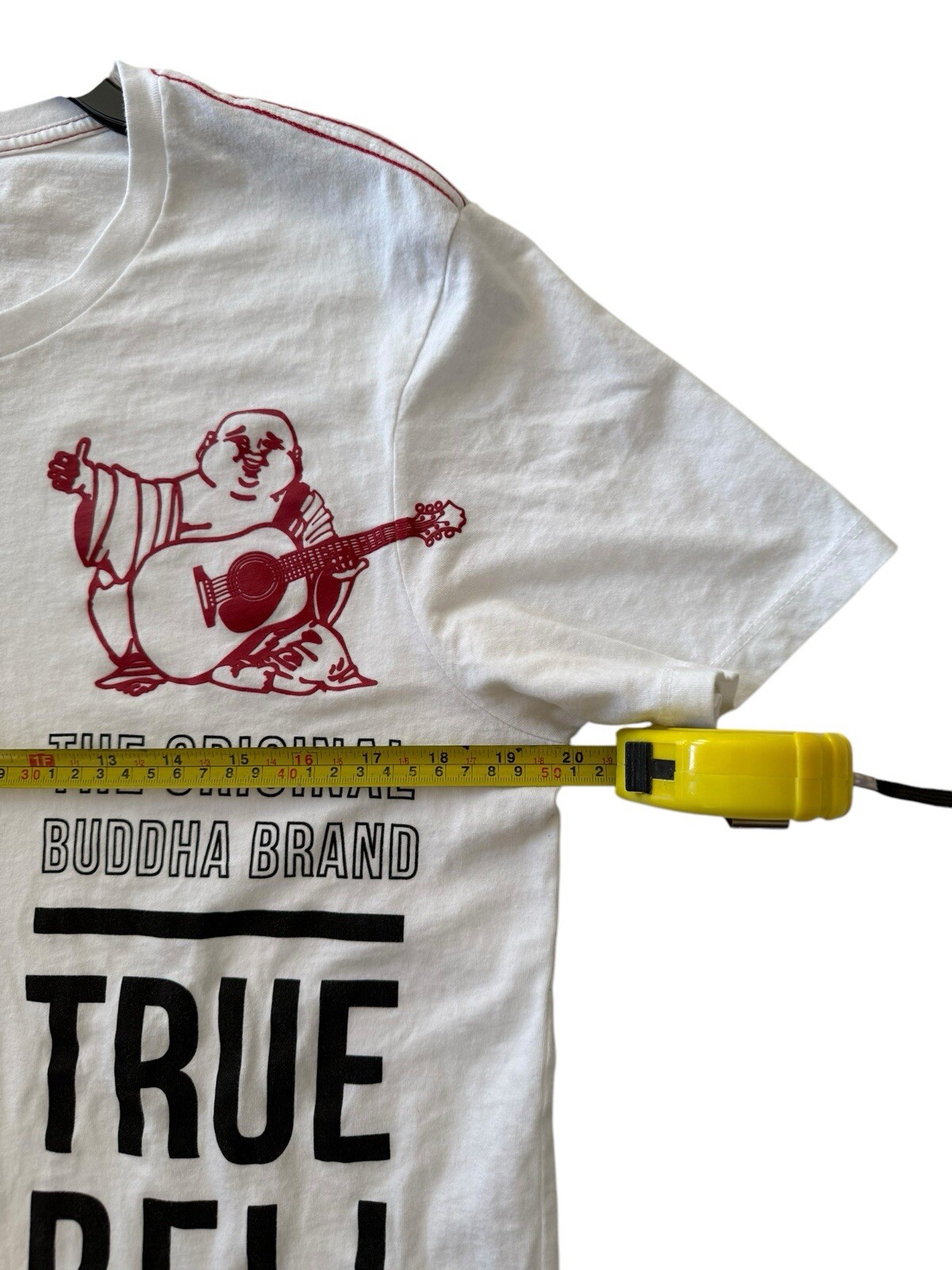 True Religion The Original Buddha Brand White T Shirt Men’s SZ M Long Length GUC gallery