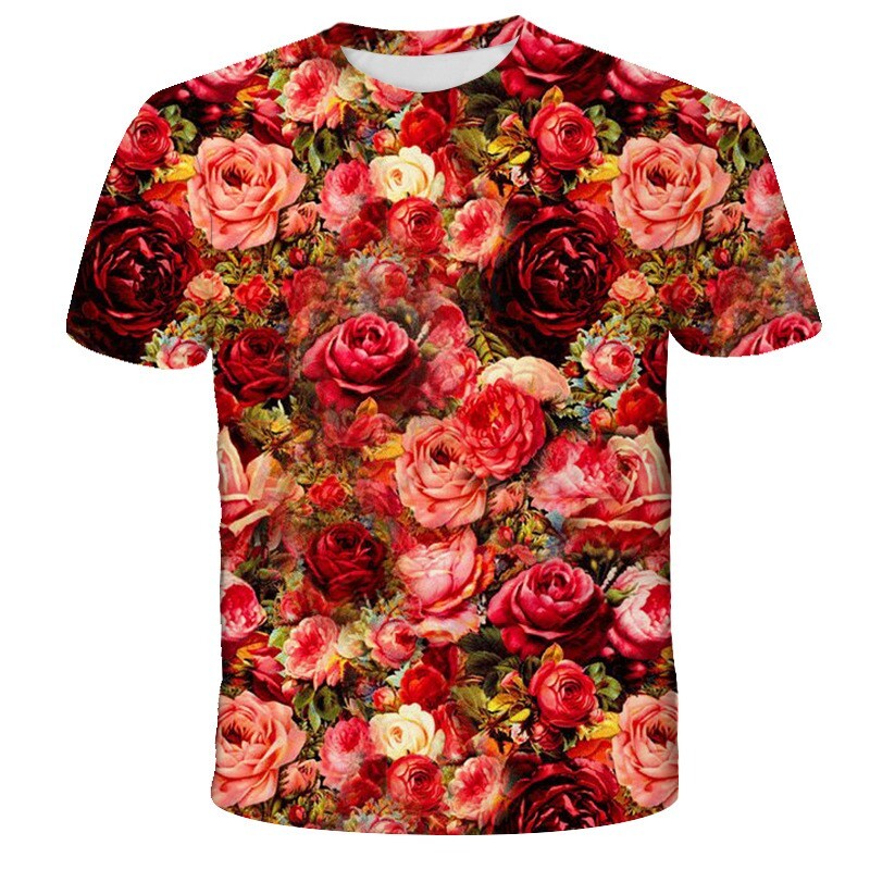 Rose Flowers T-Shirt Double-Sided Unisex Adult Size Large Medium Small