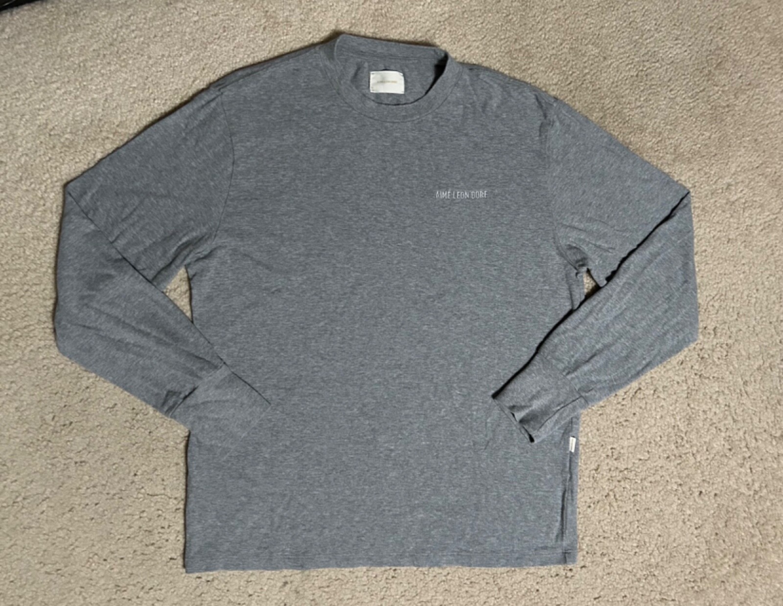 AIME LEON DORE t-shirt Men’s heather grey MEDIUM long sleeve ald
