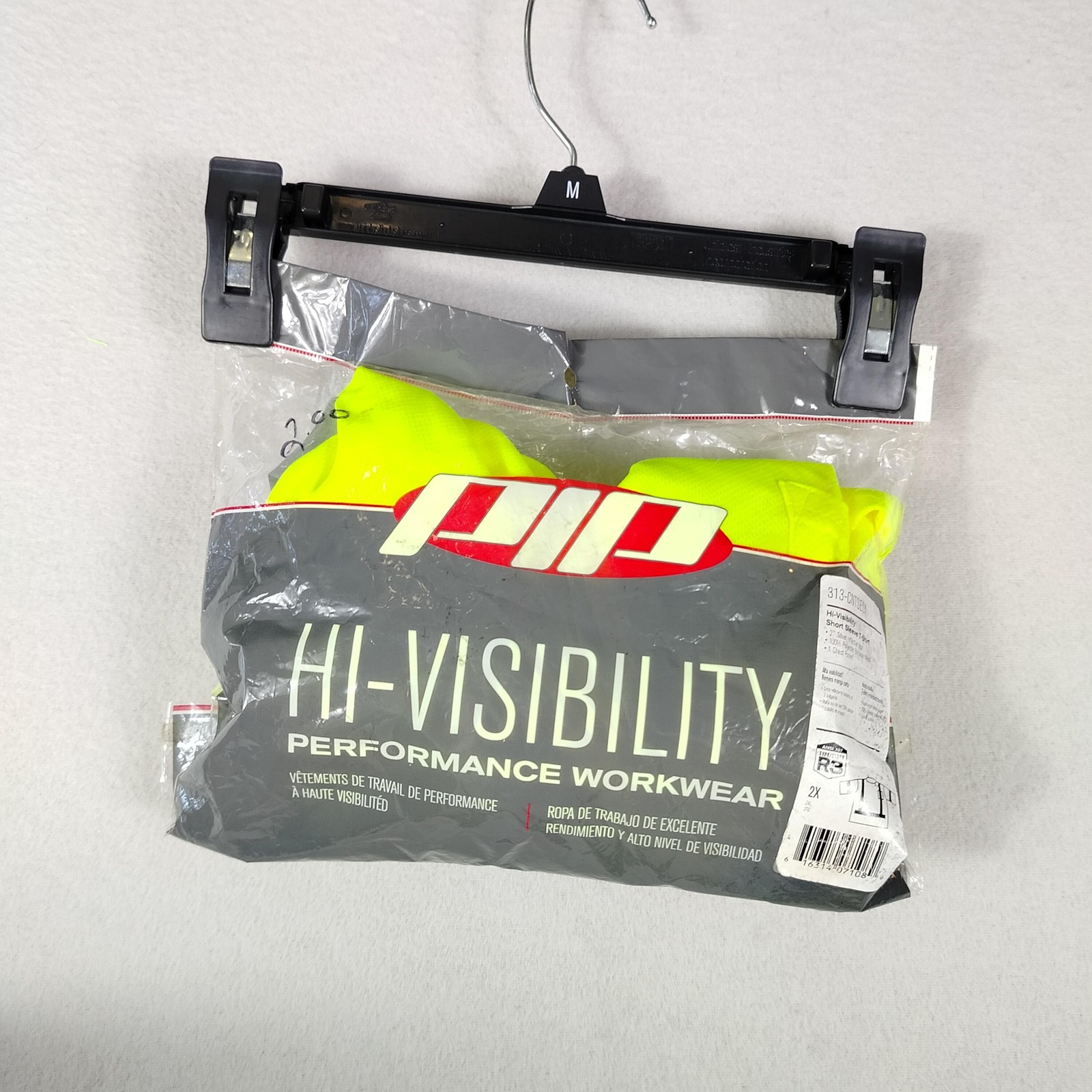 PIP Hi-Vis Shirt Mens 2XL Safety Yellow Short Sleeve Reflective Tape Class 3 gallery