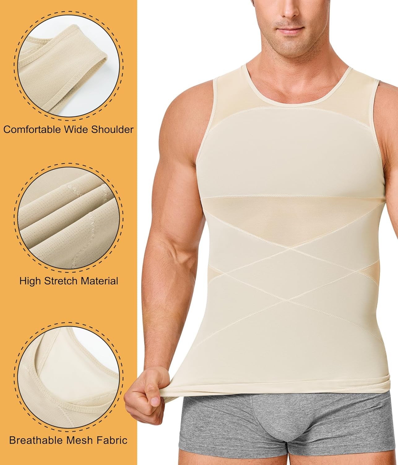 Men's Compression Tank Top Slimming Body Shaper Vest for Gynecomastia Workout gallery
