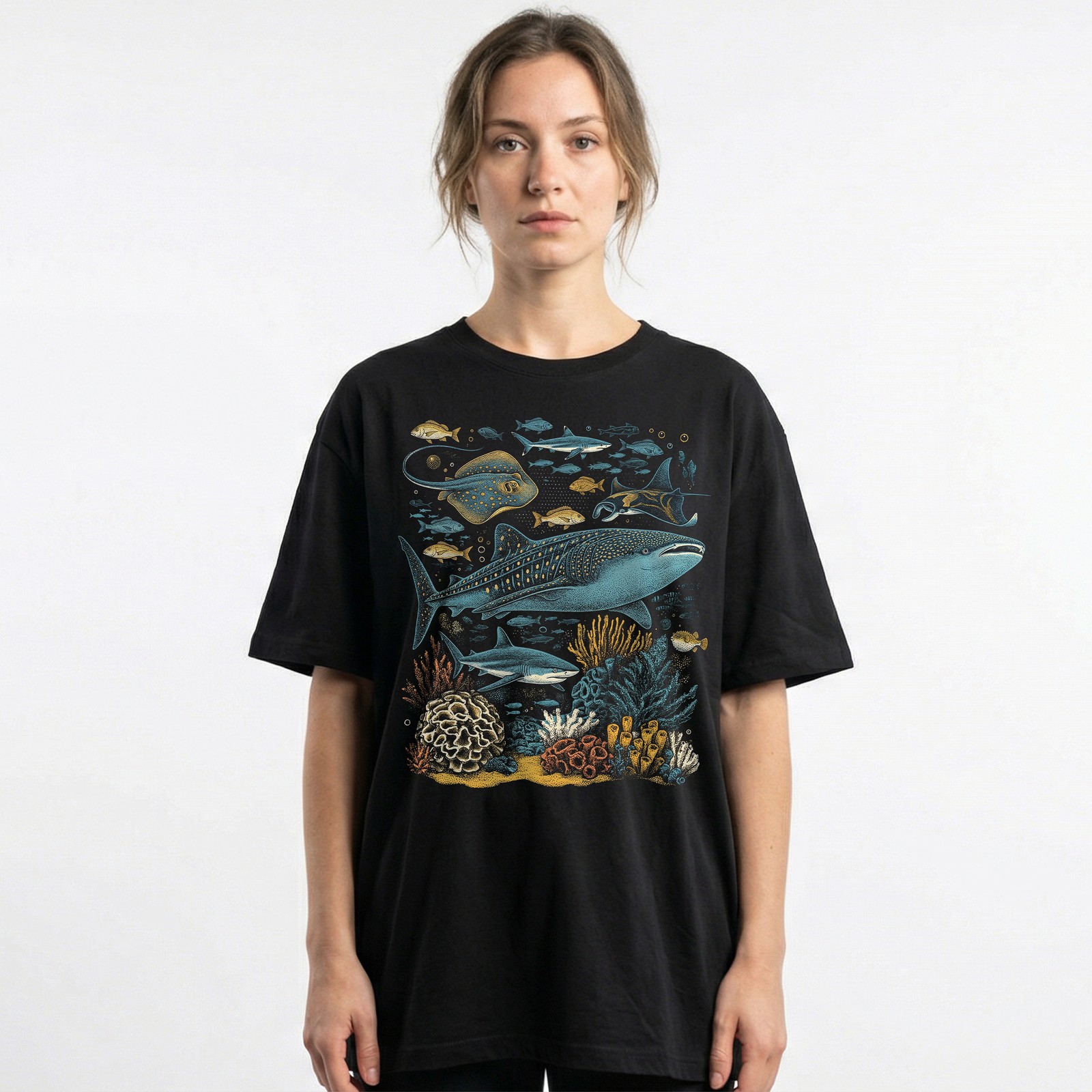 Ocean Sea Life Whale Shark Coral Reef Fish T-Shirt Marine Biology Diver Tee gallery