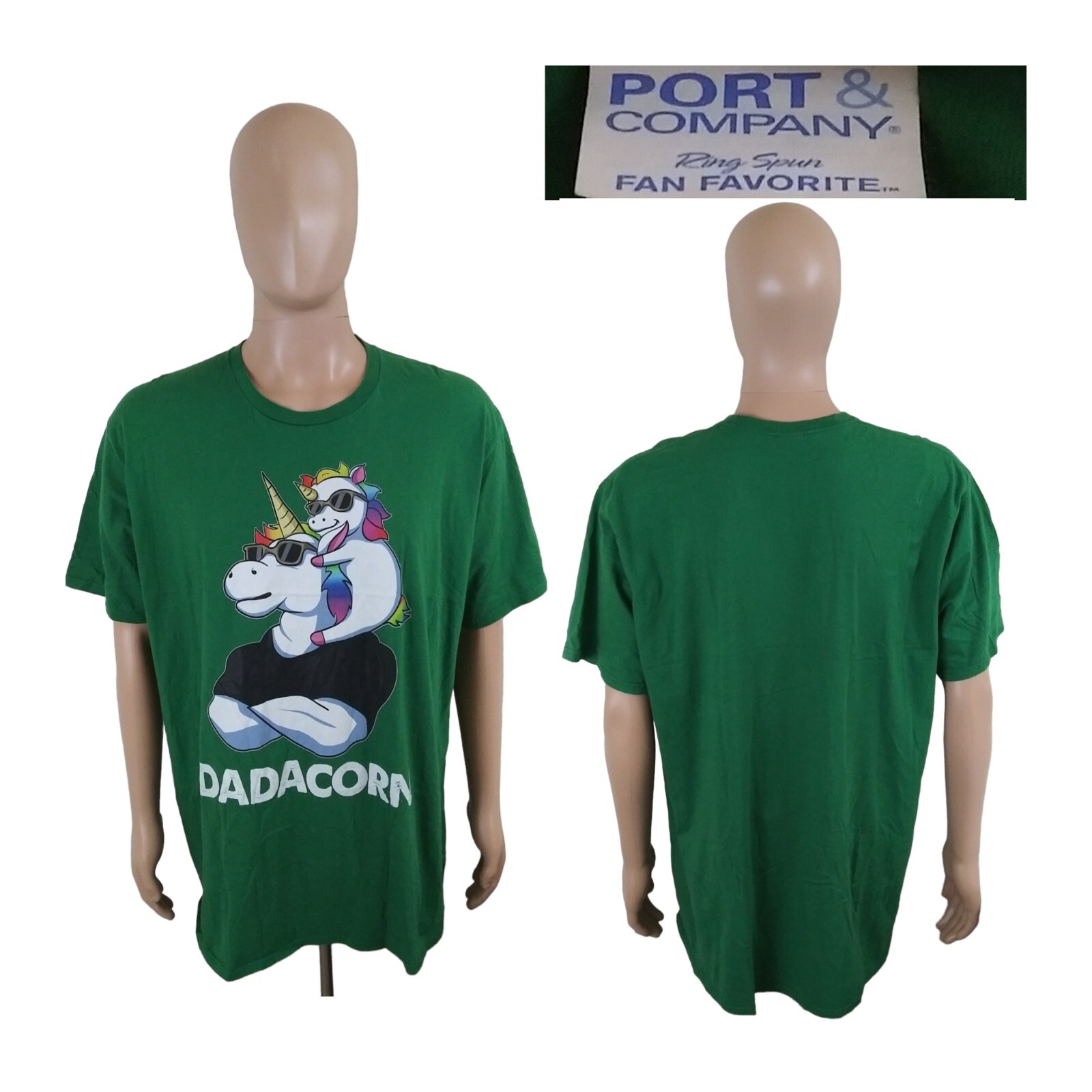 Port And Company Dadacorn Muscle Unicorn Green Cotton T Shirt Size 3XL gallery