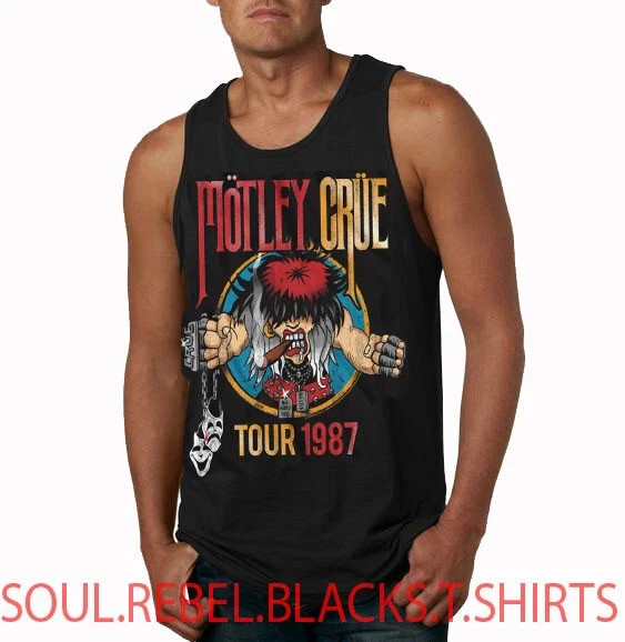 MOTLEY CRUE TOUR 1987 BLACK TANK TOP HEAVY METAL TRASH PUNK ROCK