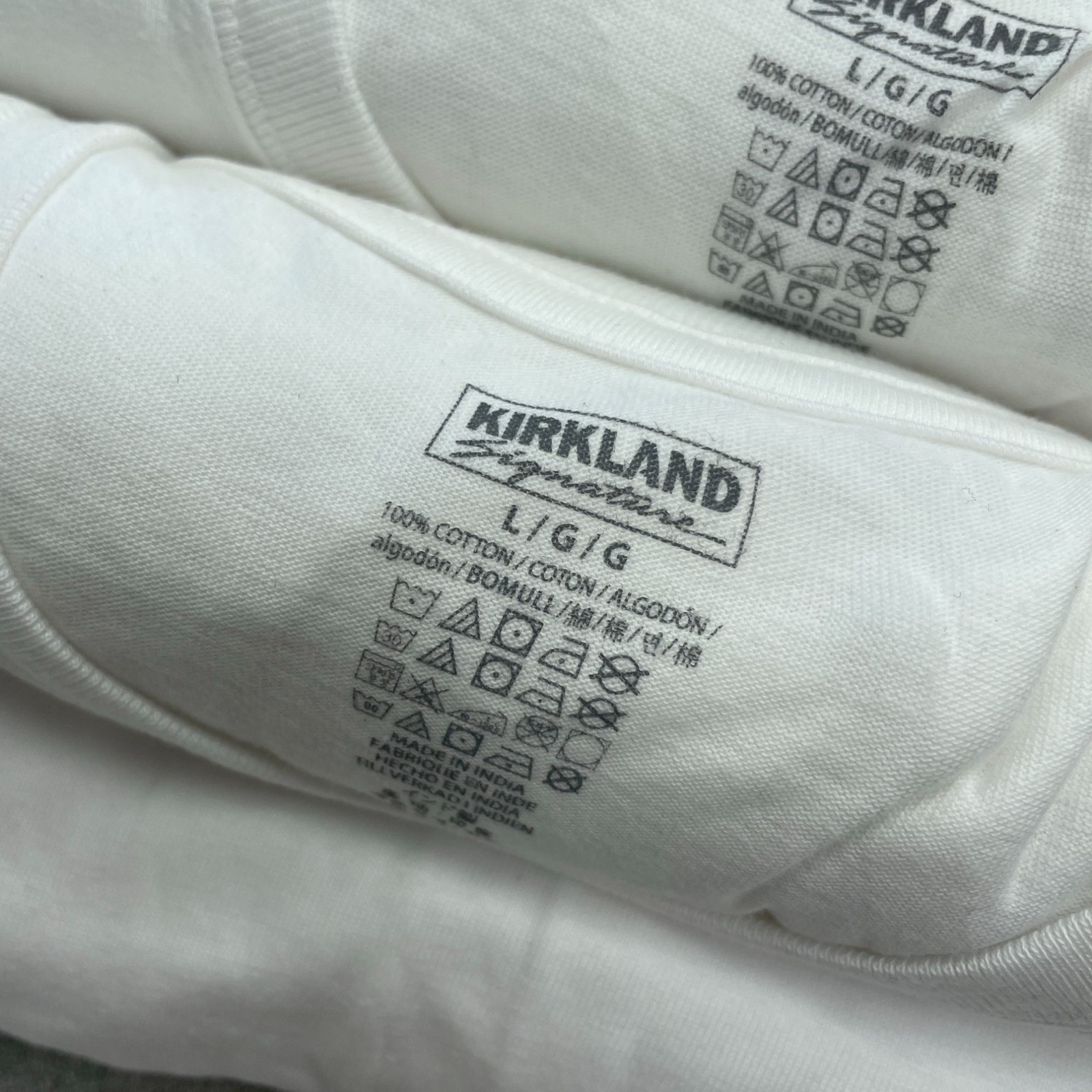 NWOT Pack of 10 Kirkland Signature Men's L White Crew Neck T-Shirts L1689 gallery