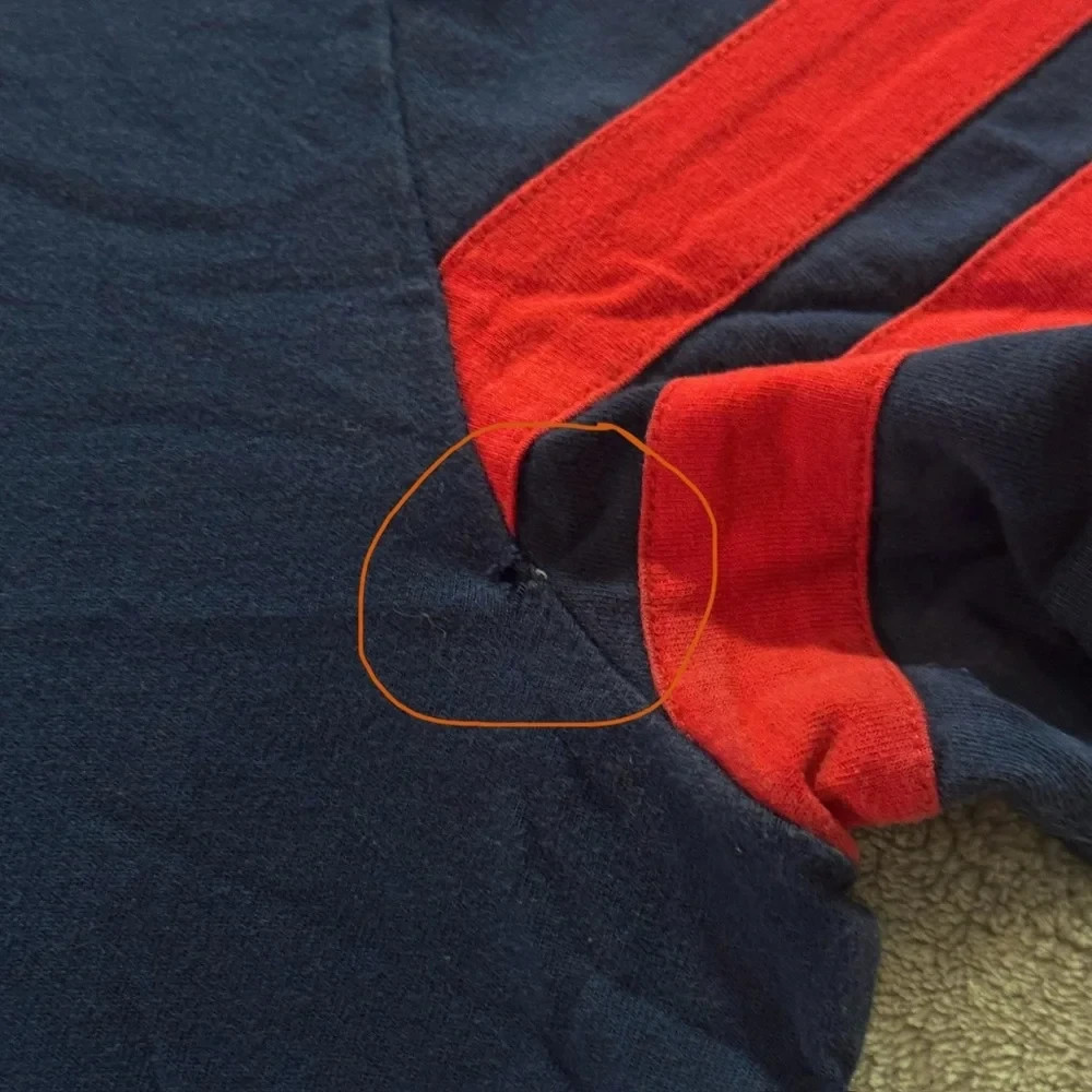 Unique Y2K Tommy Hilfiger Navy Tee Red Chevron Stripe Embroidered Lion Jersey 8 gallery