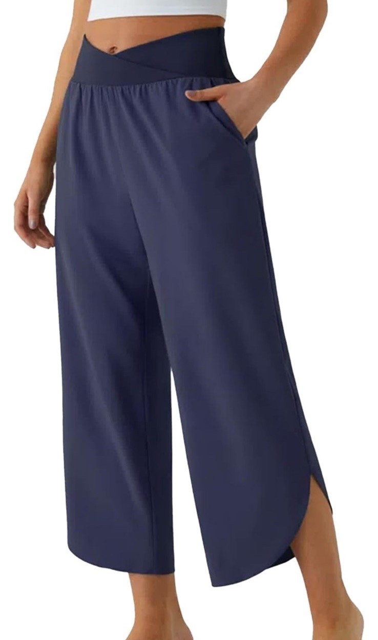 Wide Leg Pants for Women Crossover High Waisted Casual Yoga Pant Side Pockets... gallery