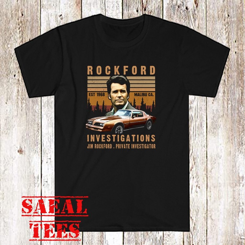 The Rockford Files TV Show Jim Rockford Men’s Black Size S-5XL
