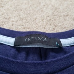 Greyson Pima Cotton Blend Plain Sz Large Mens Dark Blue Lightweight T-Shirt Golf