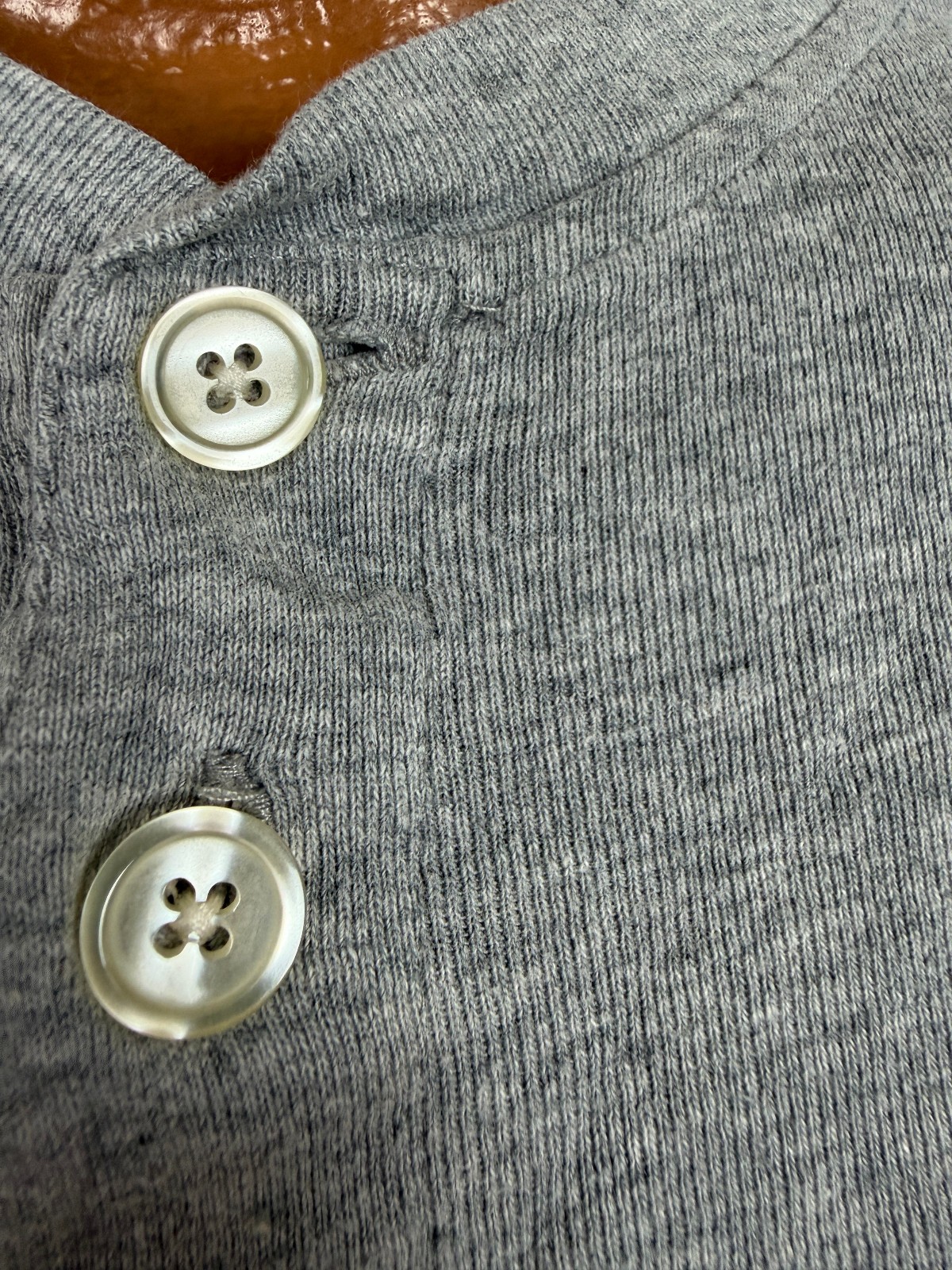 Vintage 90s Ribbed Knit Henley Shirt Men XL Boxy Minimal Outdoors Gray Stretchy gallery
