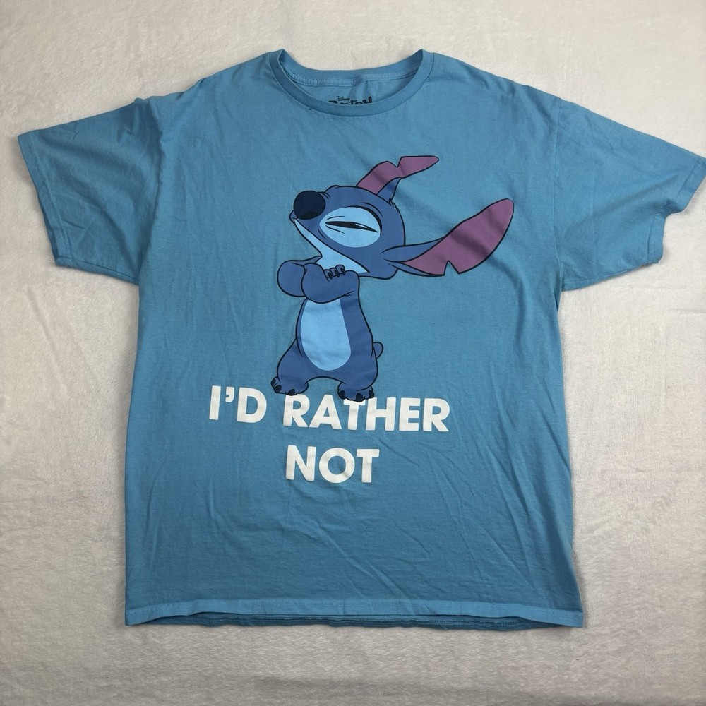 Disney Lilo & Stitch I’d Rather Not Blue SS Graphic Shirt Men’s Large