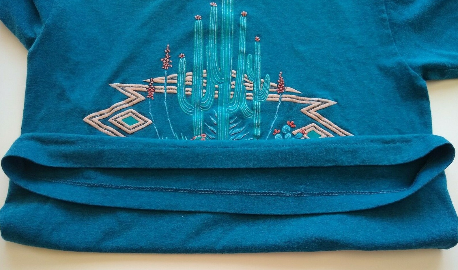 Vintage Nathan Richards 1992 TeeJays T Shirt Blue-Green Size M SEE MEASUREMENTS gallery