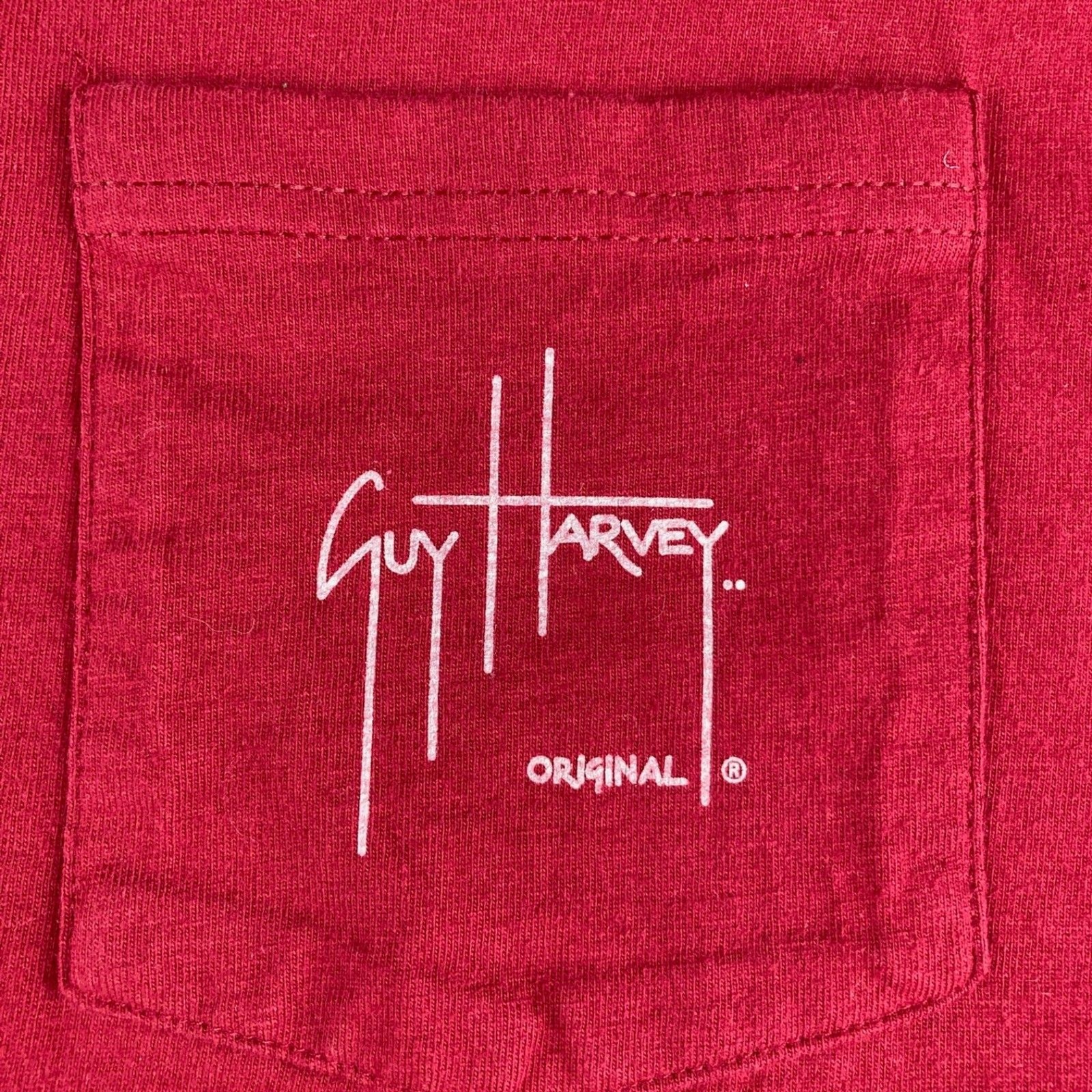 Guy Harvey Marlin Fishing Pocket T-Shirt Mens Large Red Offshore Boat gallery