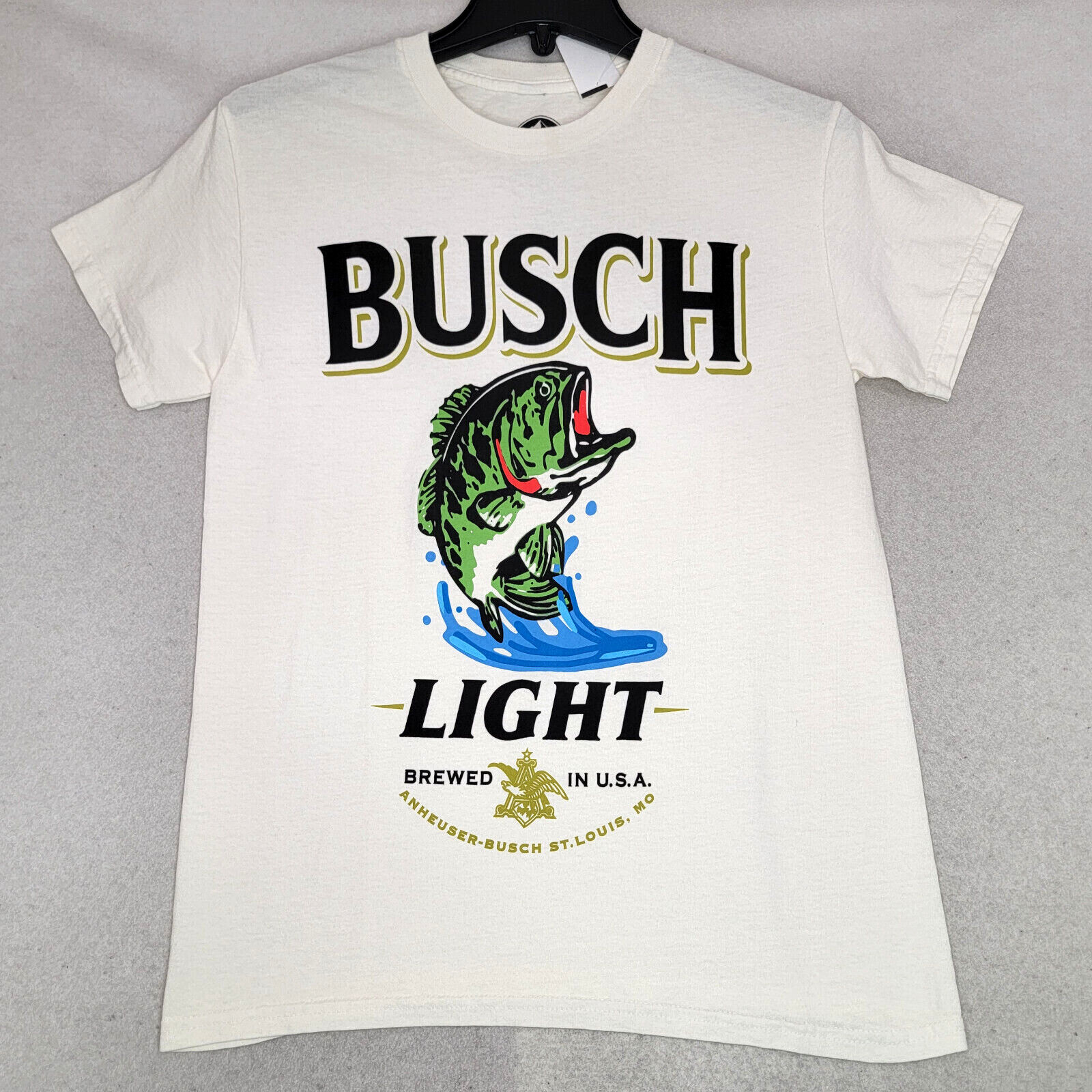 BUSCH LIGHT Beer Shirt Mens Small White Brew Fishing Bass Casual Hunting NWT gallery