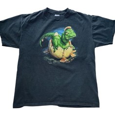HUMAN-I-TEES Vintage Dinosaur Hatching From Egg T Shirt, Mens Size L