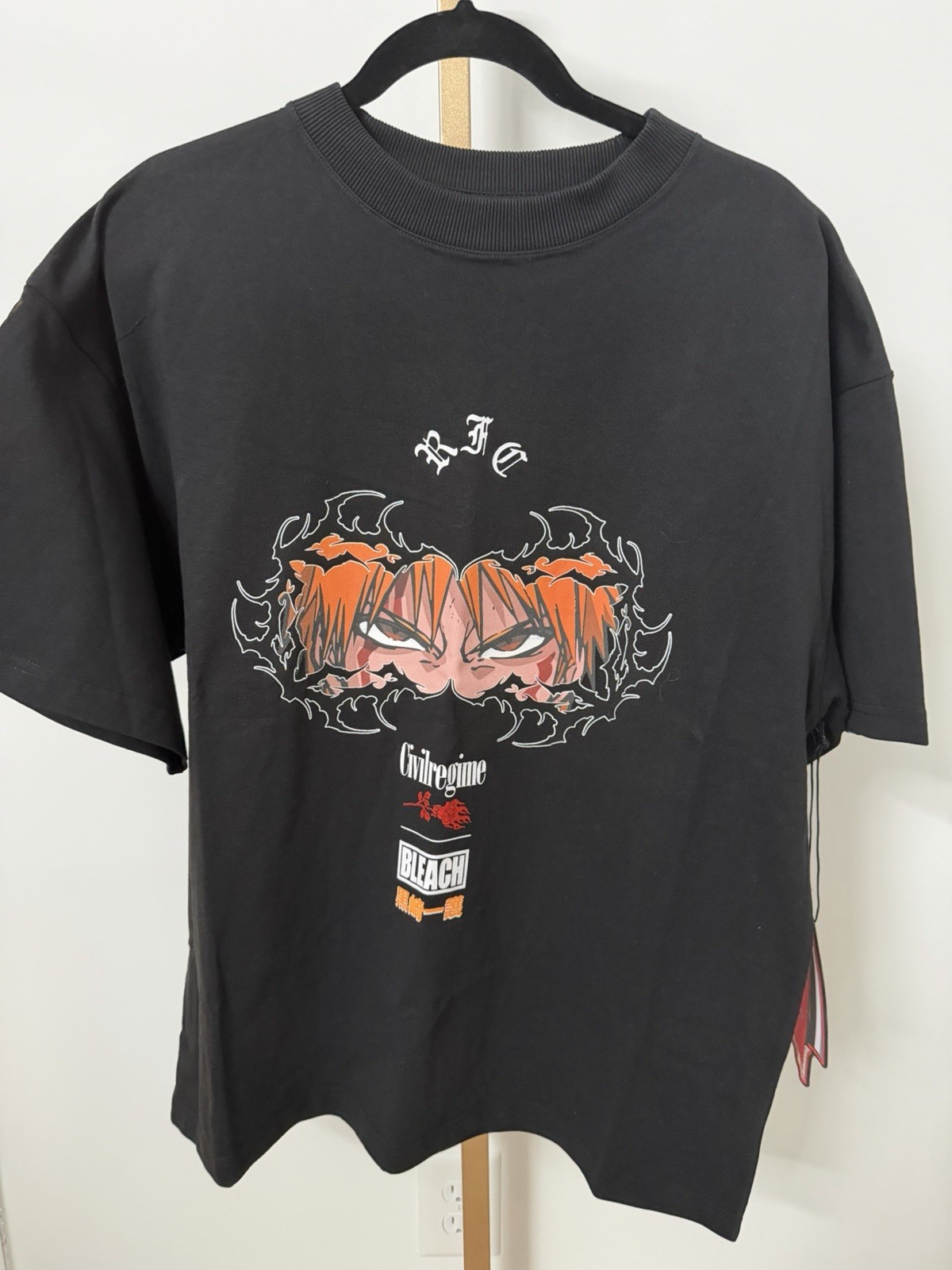 Civil Regime Bleach Ichigo Kurosaki Men’s Black Oversized Cotton Tee S