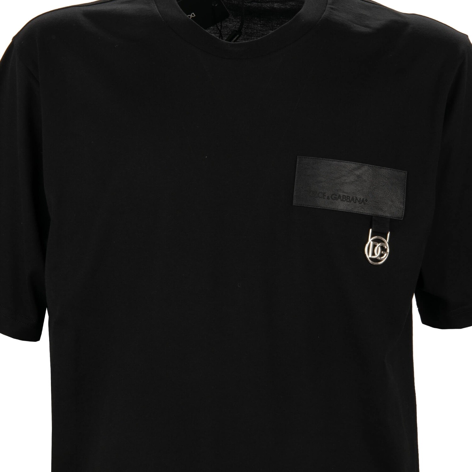 DOLCE & GABBANA DG Metal Silver Logo Cotton T-Shirt Shirt Black 46 S M gallery