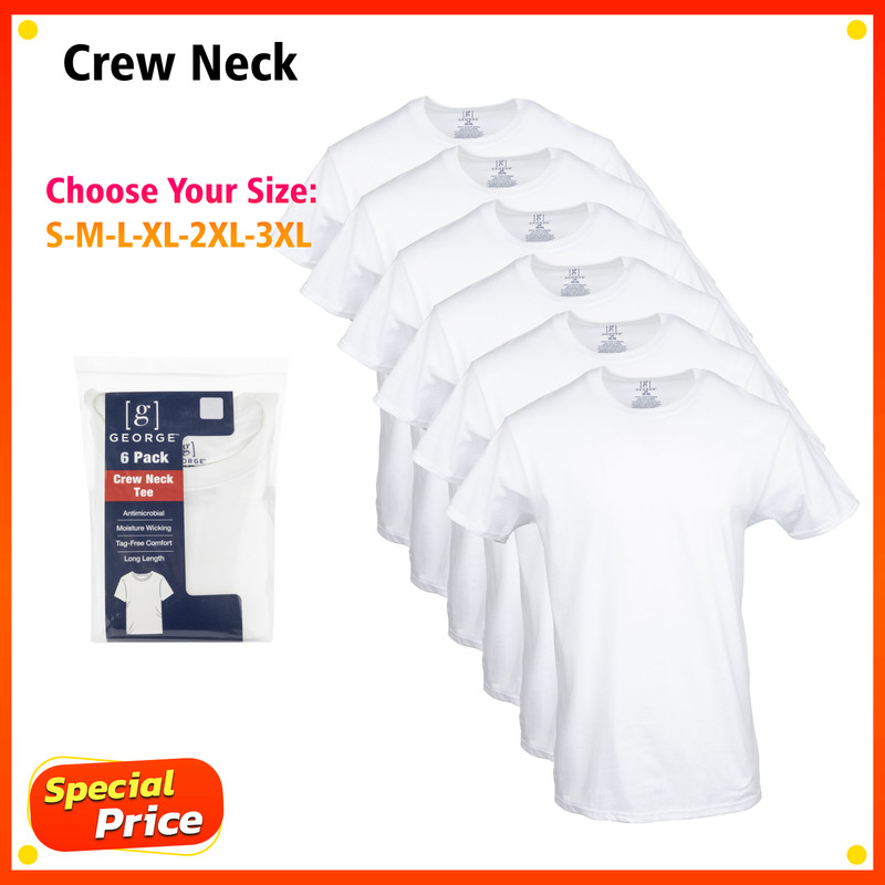 George Men's ultra soft Crew T-shirts , 6-Pack Size FROM S To 3XL gallery
